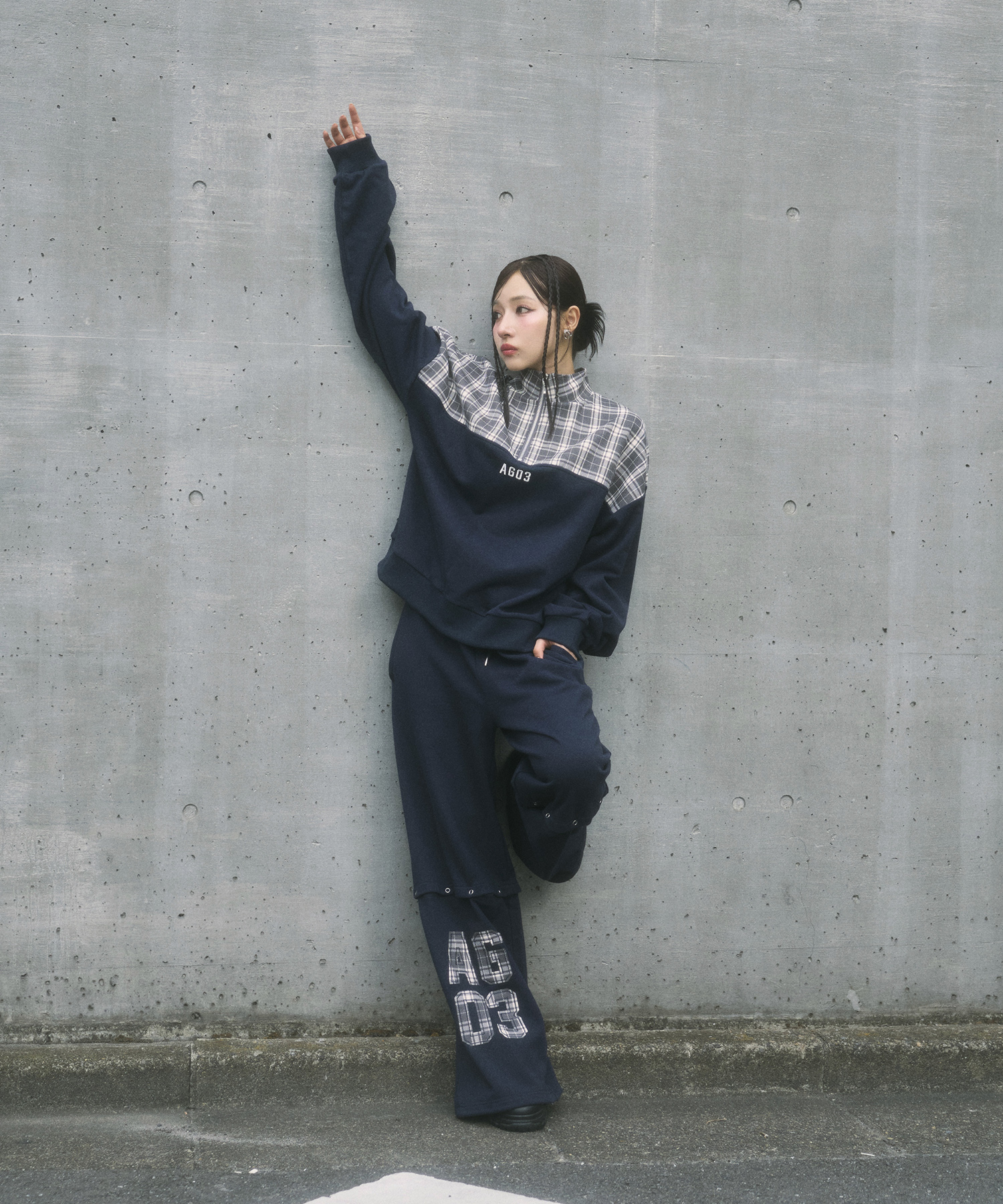 UNISEX チェックドッキングスウェット