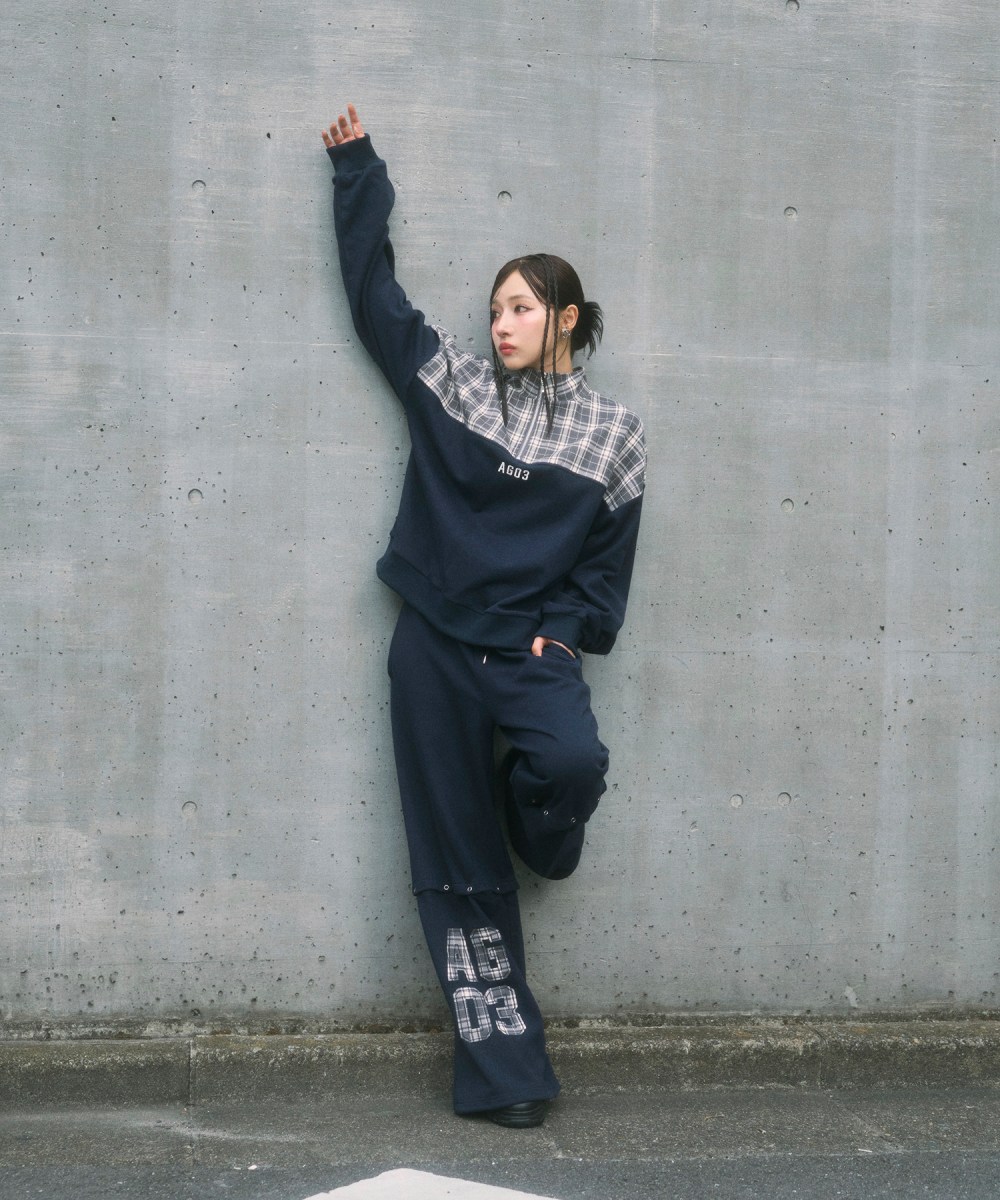 UNISEX チェックドッキングスウェット SET UP