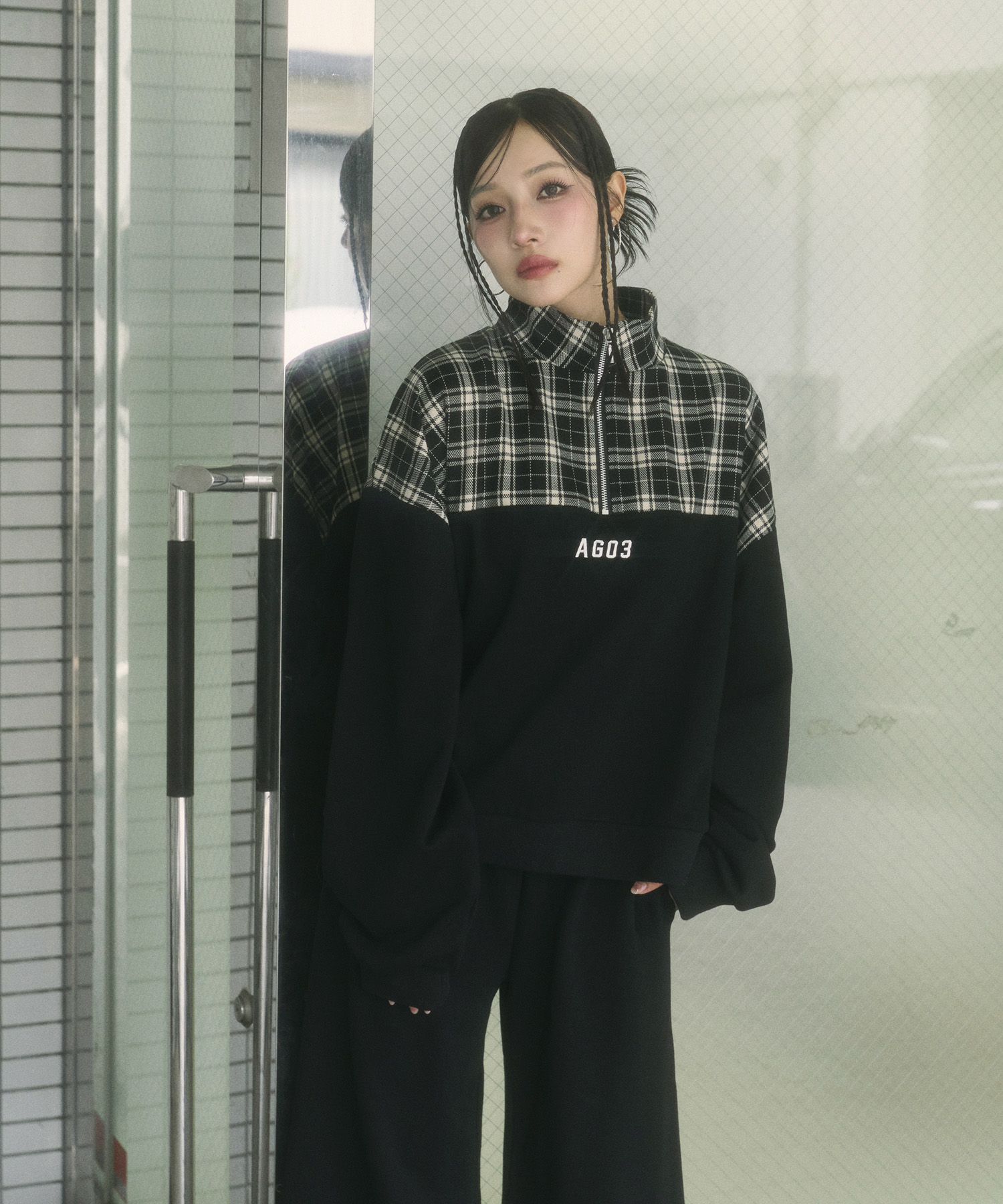 UNISEX チェックドッキングスウェット SET UP