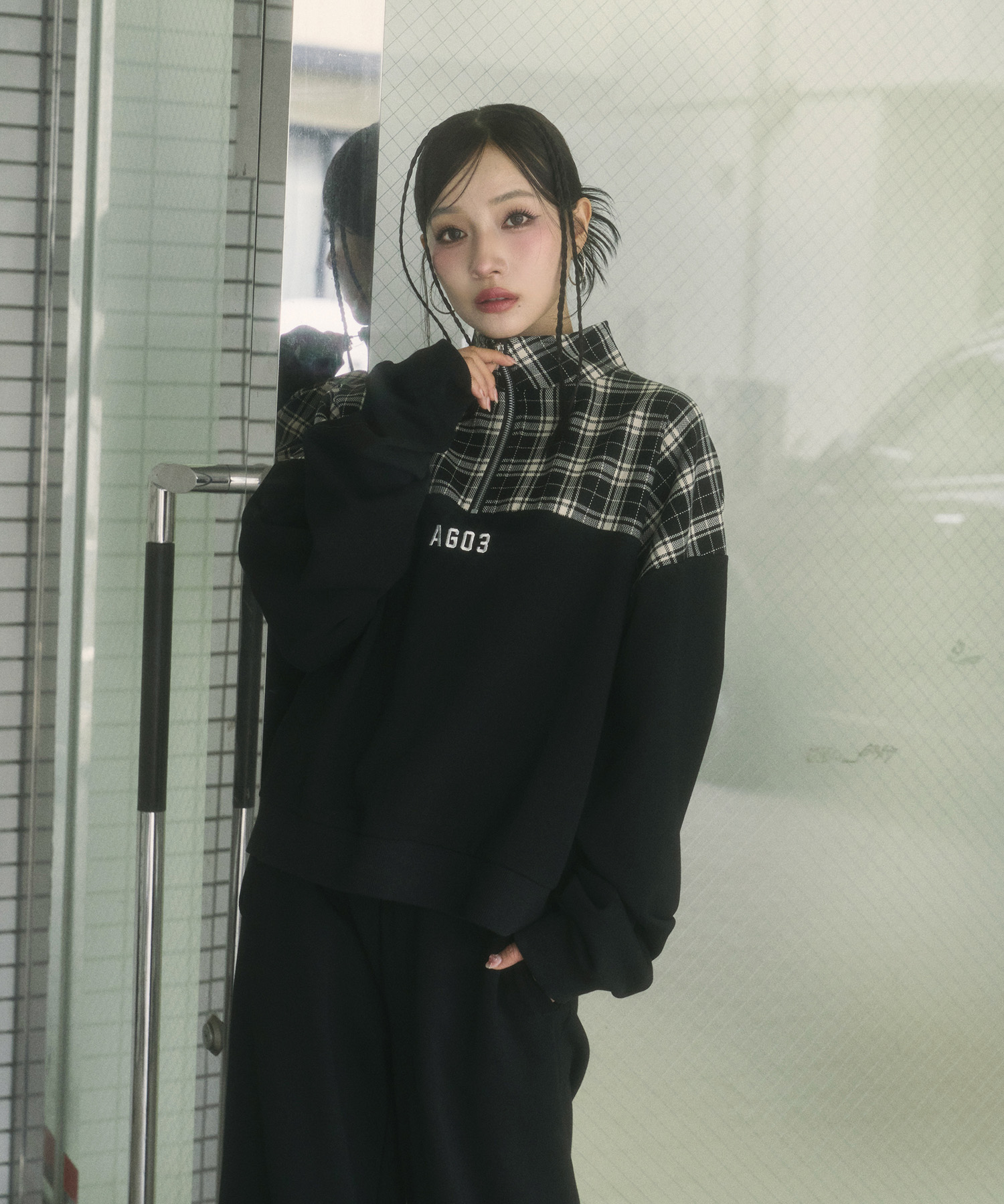 UNISEX チェックドッキングスウェット