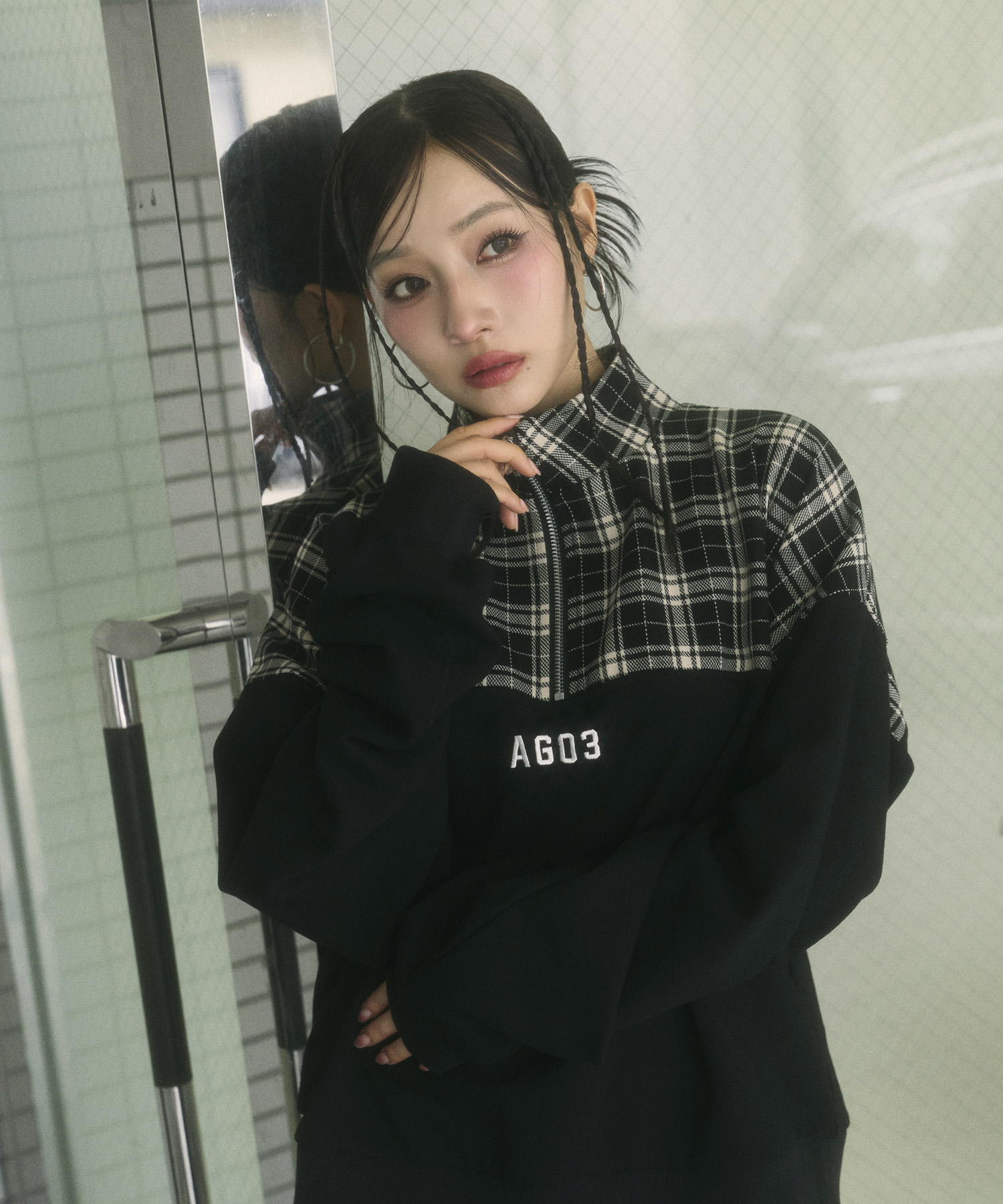 UNISEX チェックドッキングスウェット SET UP