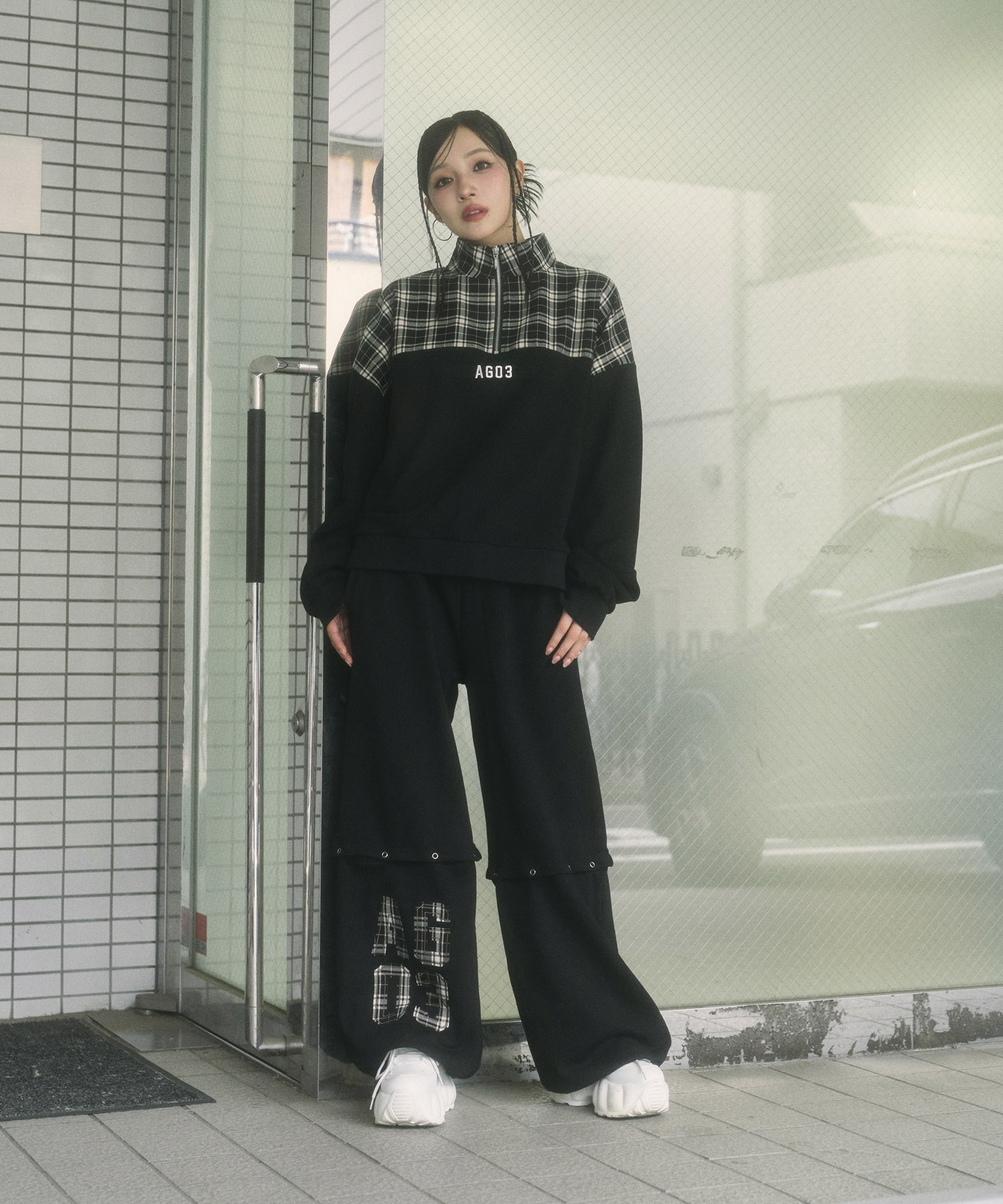 UNISEX チェックドッキングスウェット