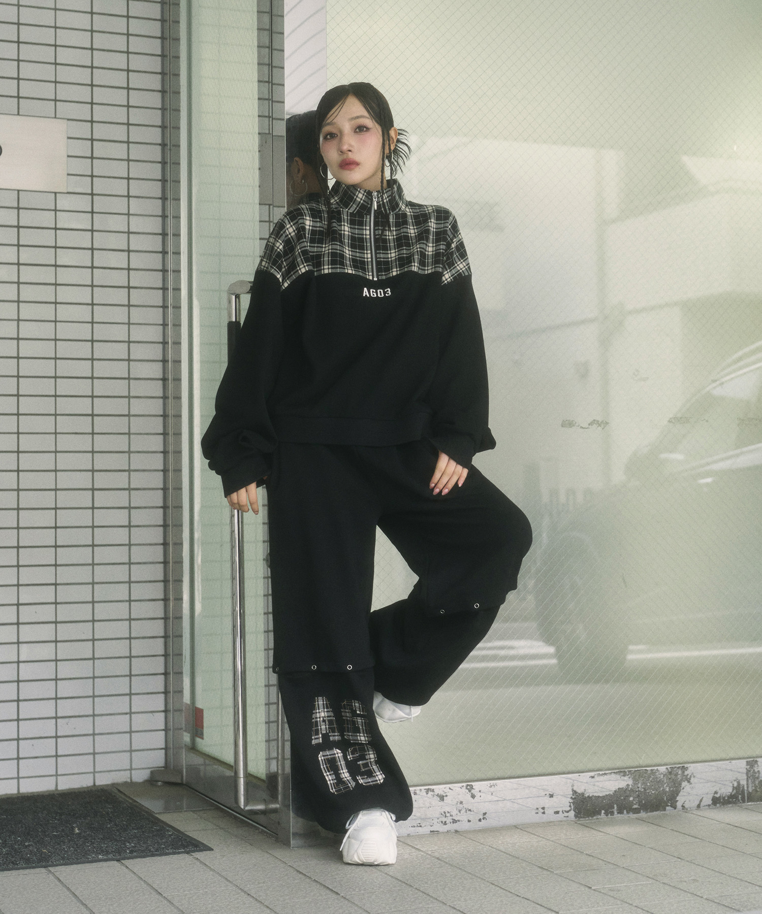 UNISEX チェックドッキングスウェット