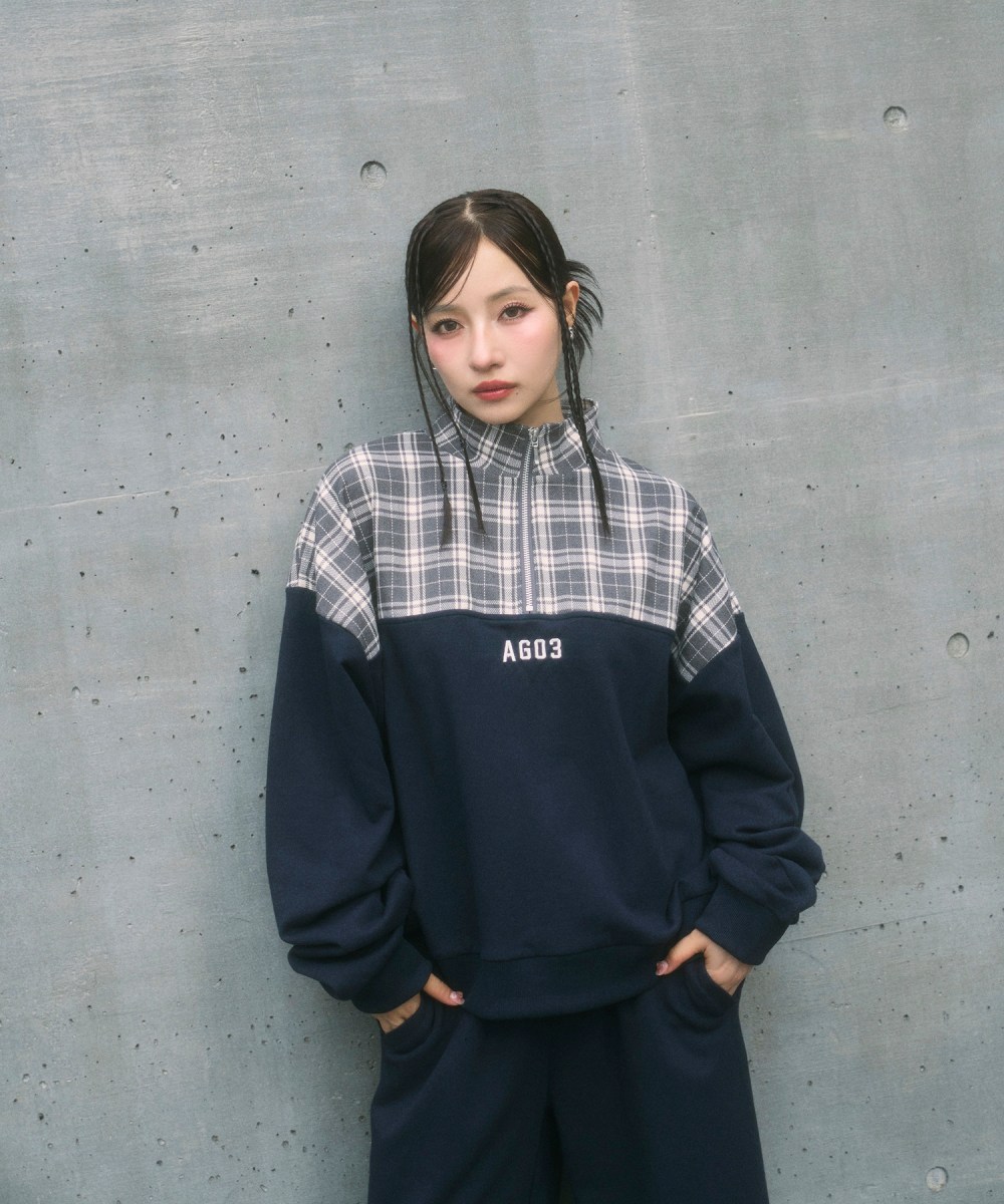 UNISEX チェックドッキングスウェット SET UP