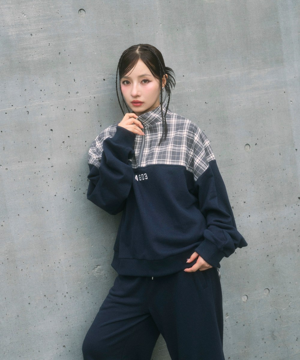 UNISEX チェックドッキングスウェット