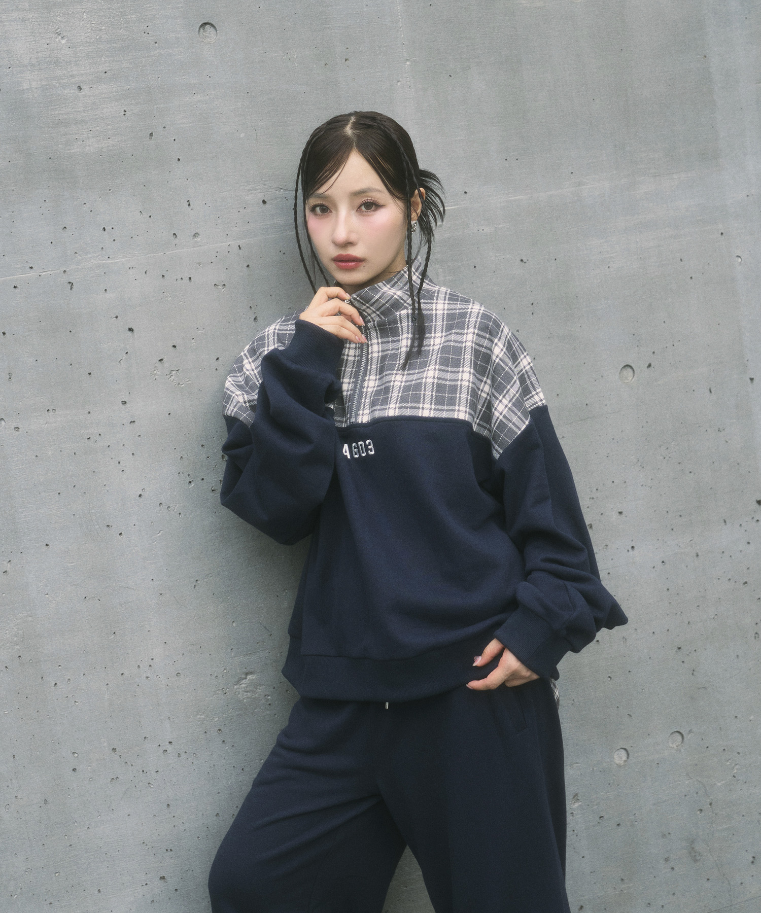 UNISEX チェックドッキングスウェット SET UP