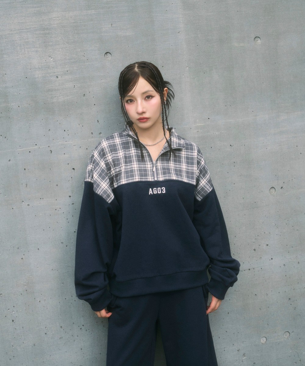 UNISEX チェックドッキングスウェット SET UP