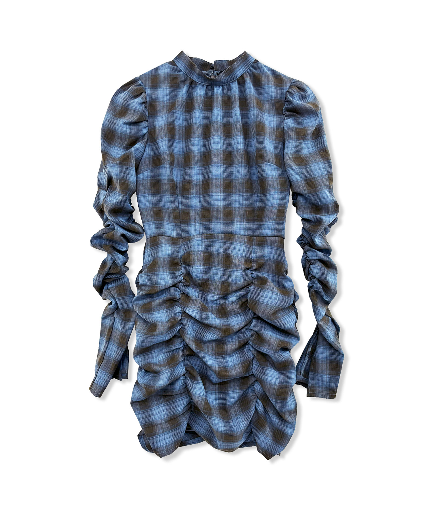 チェックギャザーミニワンピ