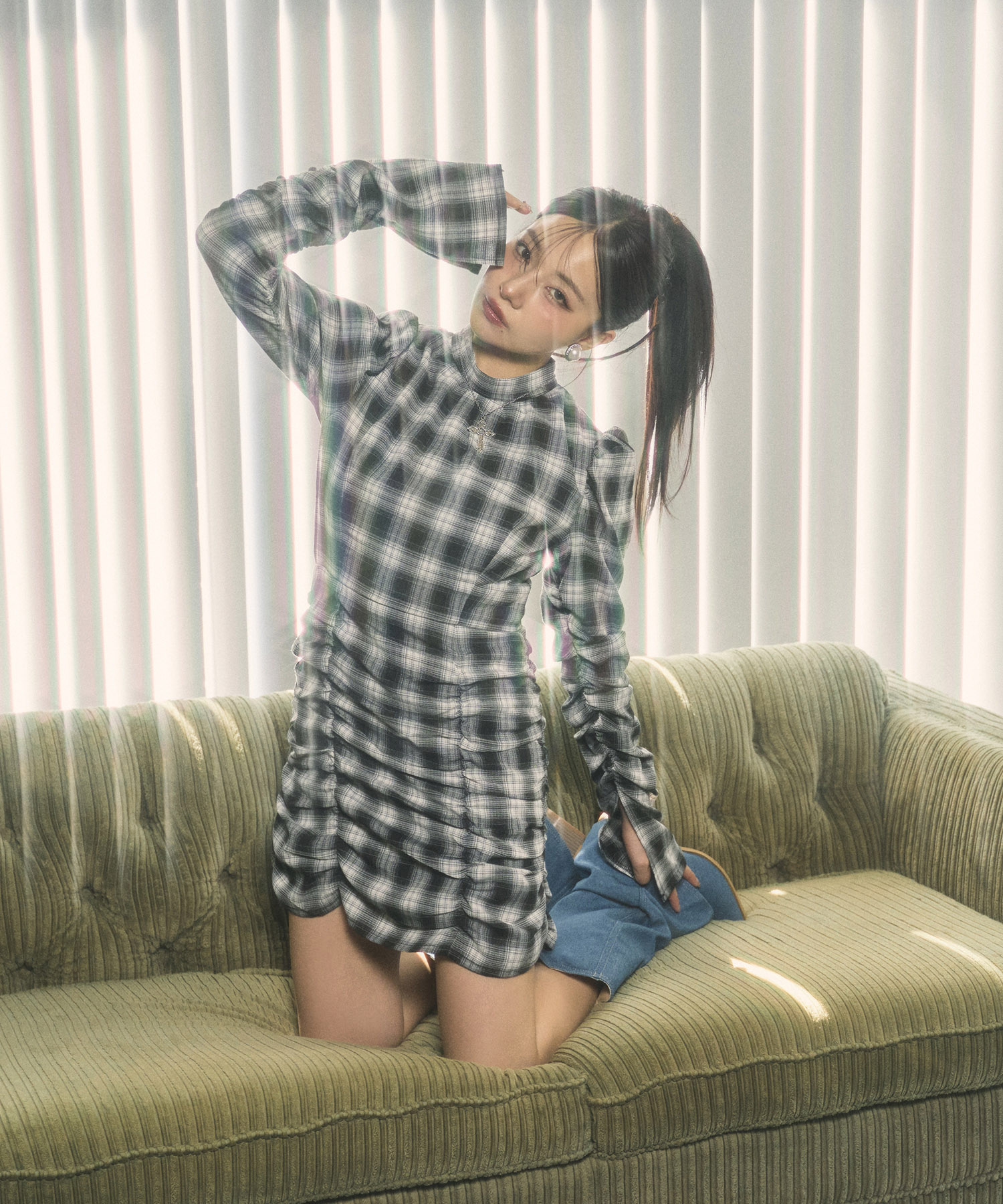 Bonjour Diary × Alix ワンピース 8Y LILI et NENE キッズ BONJOUR 2024SS KIDS TUNIQUE Denim 8A