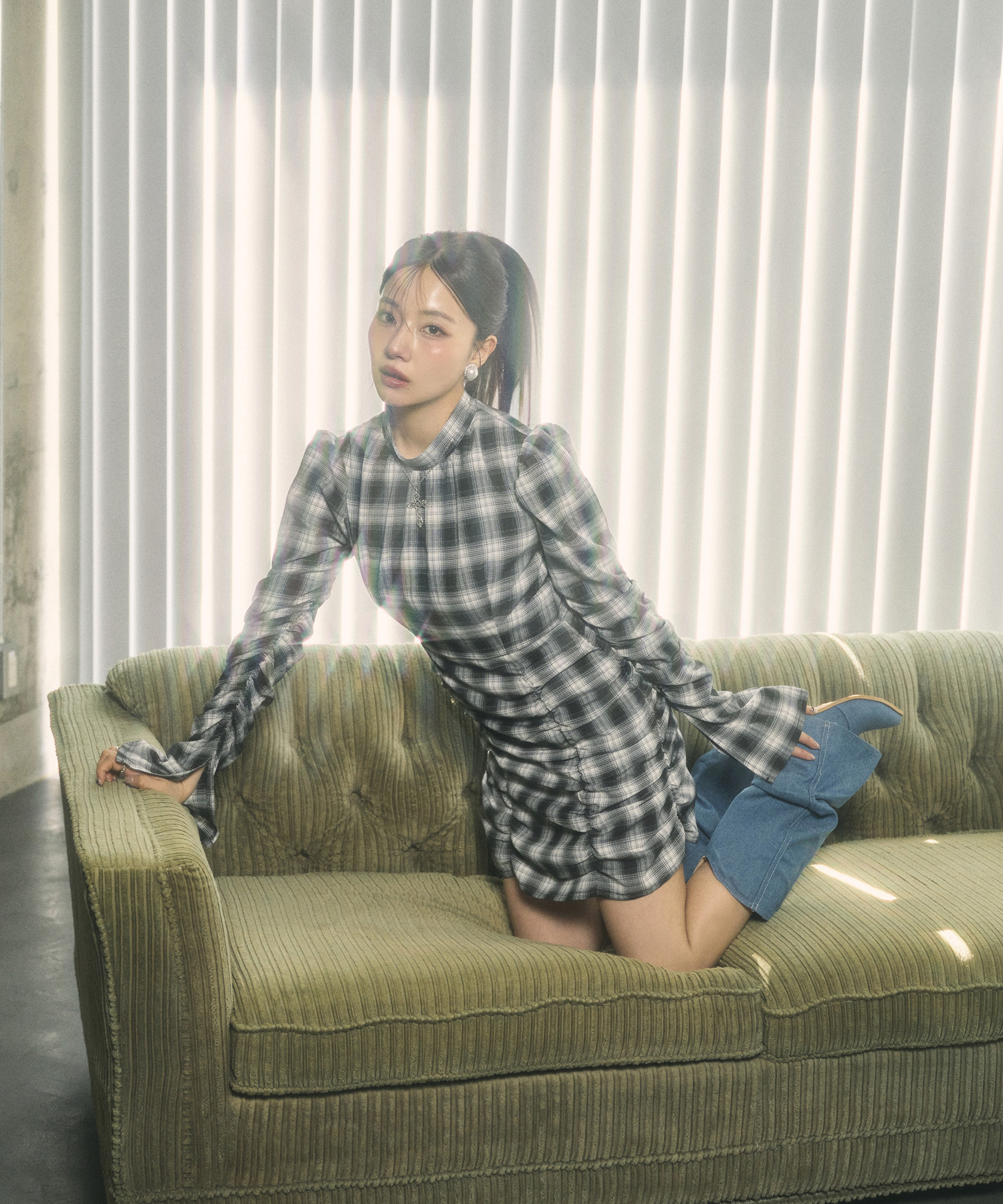 ミニワンピ チェックギャザーミニワンピ – BUNNY APARTMENT