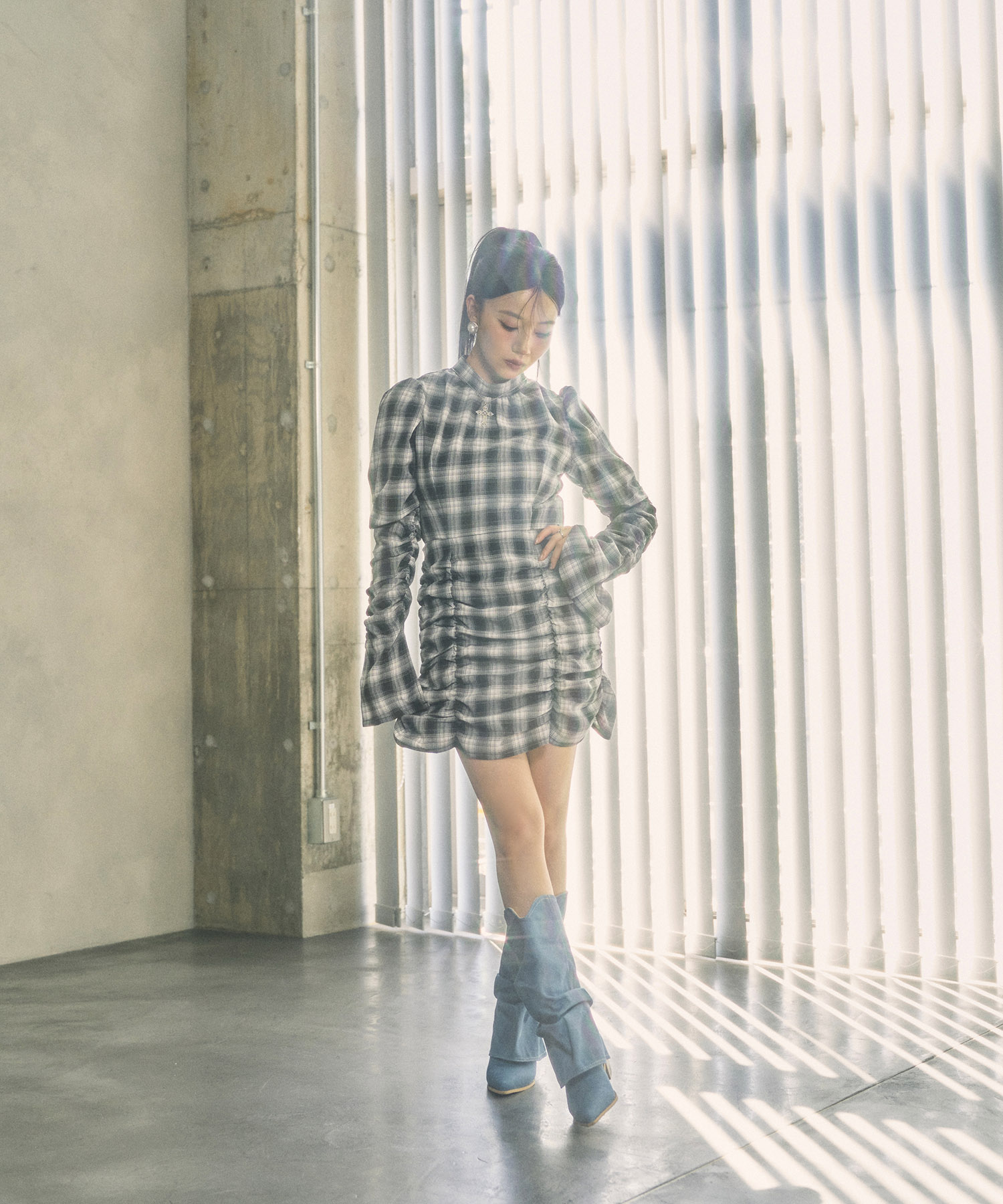 チェックギャザーミニワンピ – BUNNY APARTMENT