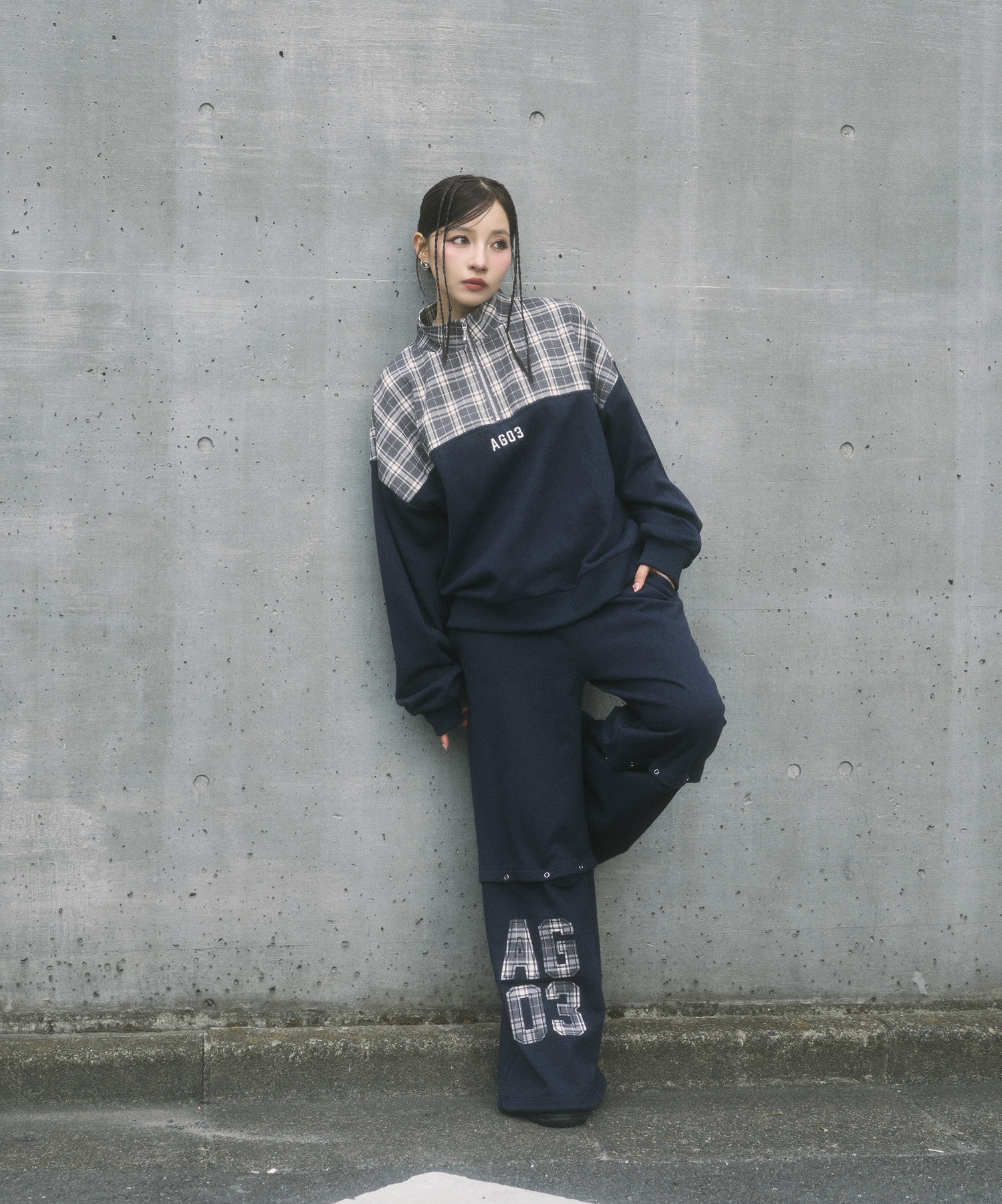 UNISEX チェックドッキングスウェット SET UP