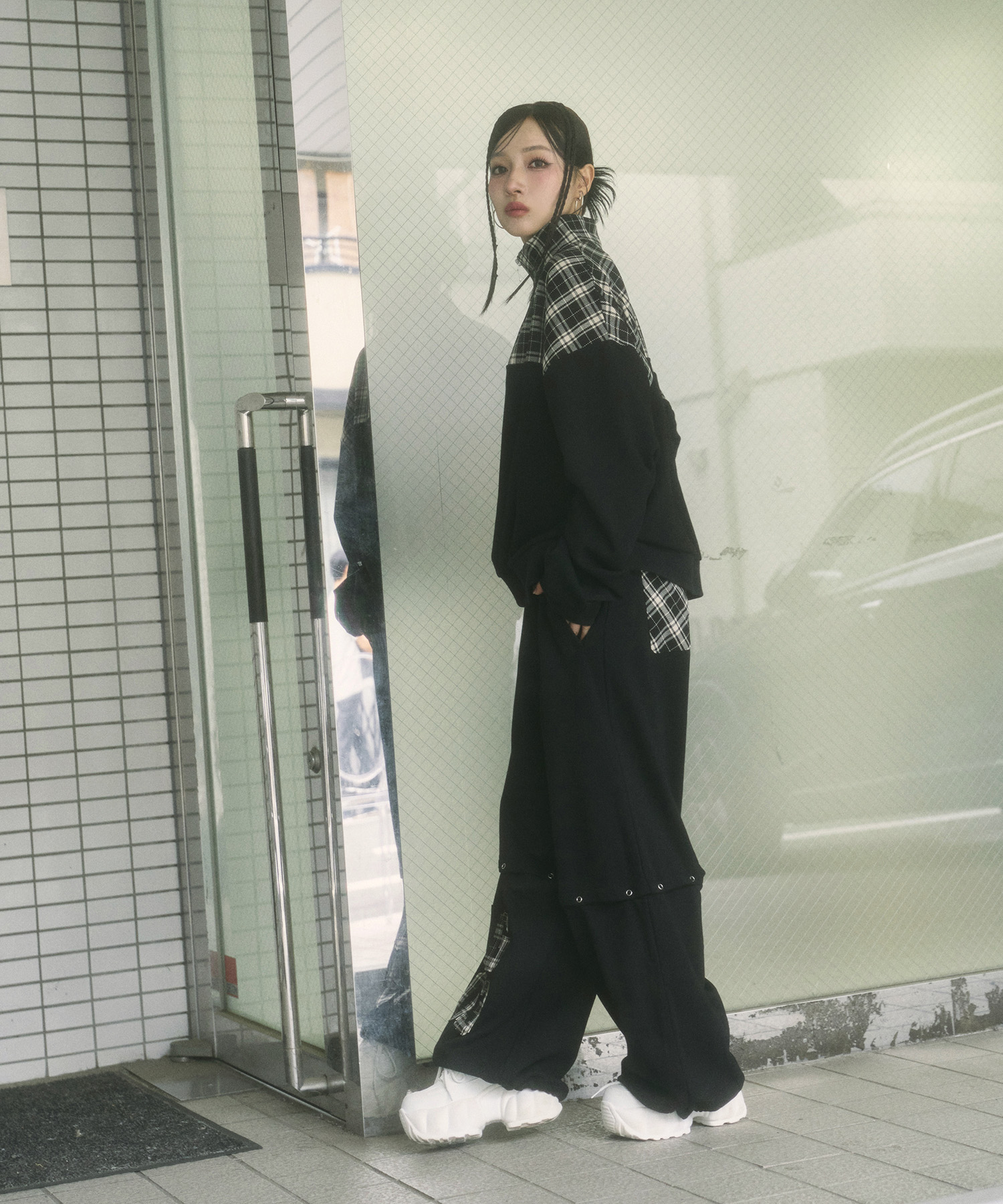 UNISEX チェックドッキングスウェット SET UP