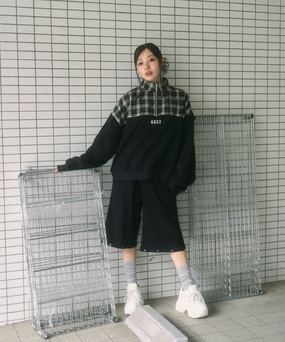 UNISEX チェックドッキングスウェット SET UP