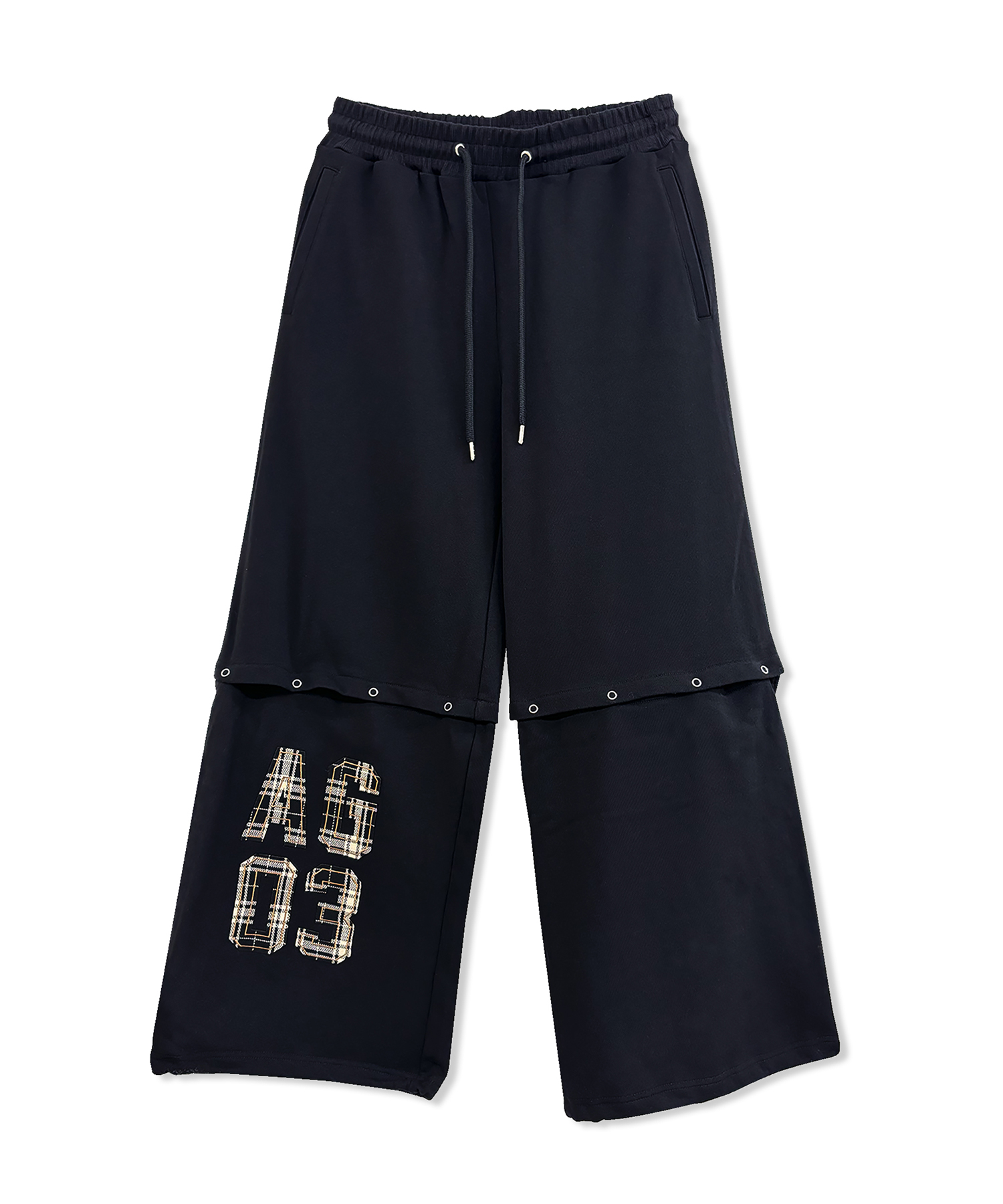 UNISEX 2WAYチェックロゴスウェットパンツ