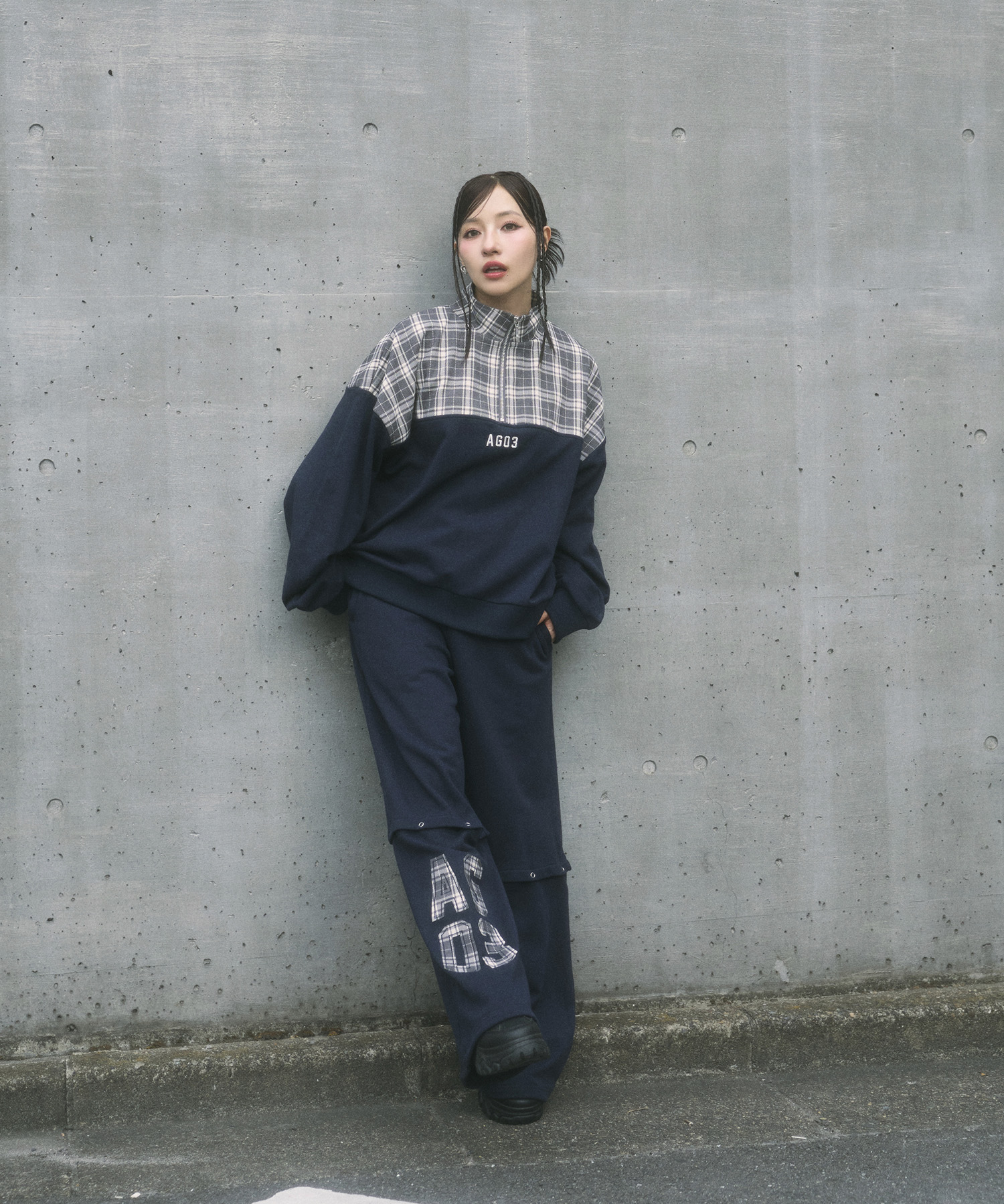 UNISEX チェックドッキングスウェット SET UP