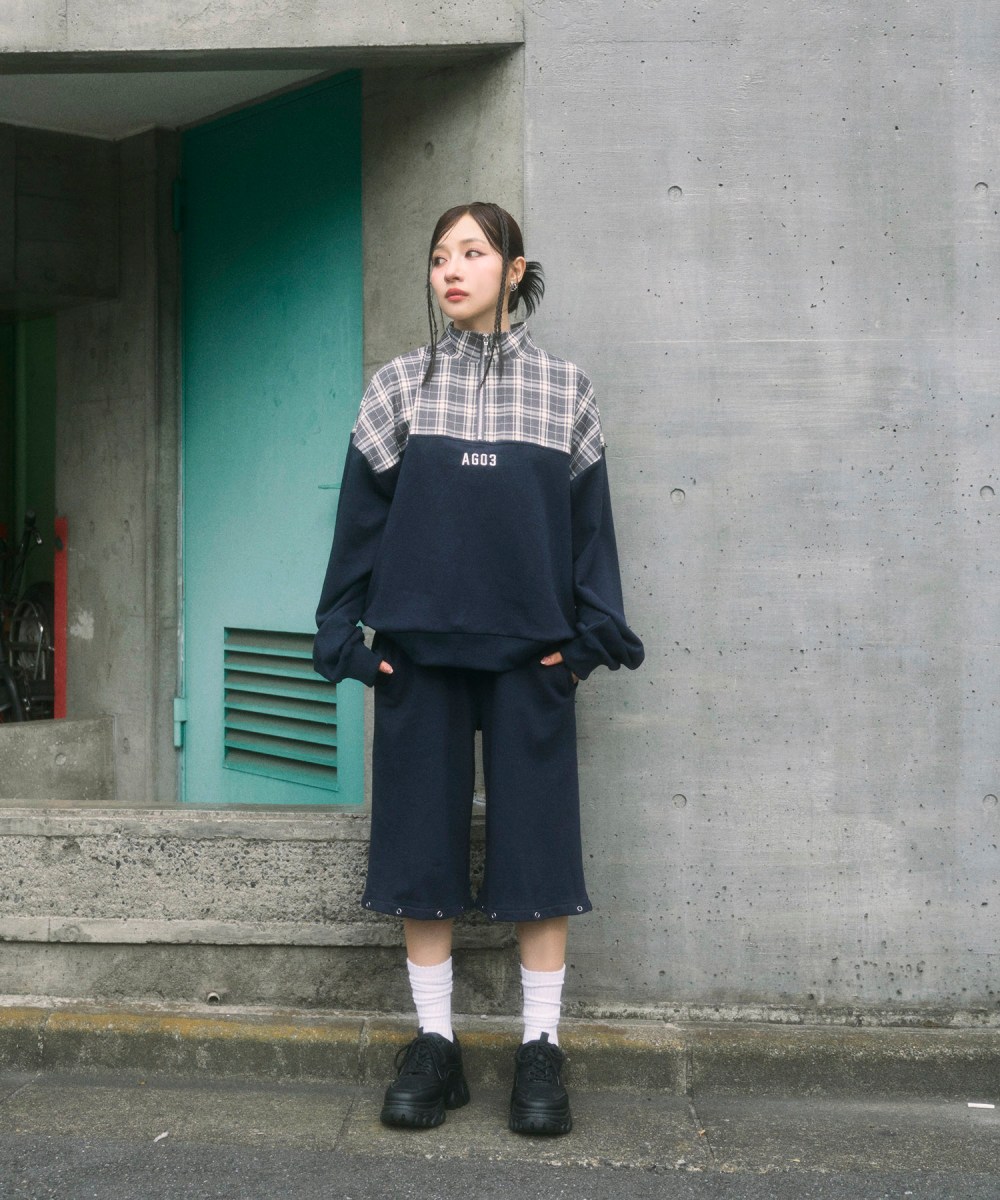 UNISEX チェックドッキングスウェット SET UP