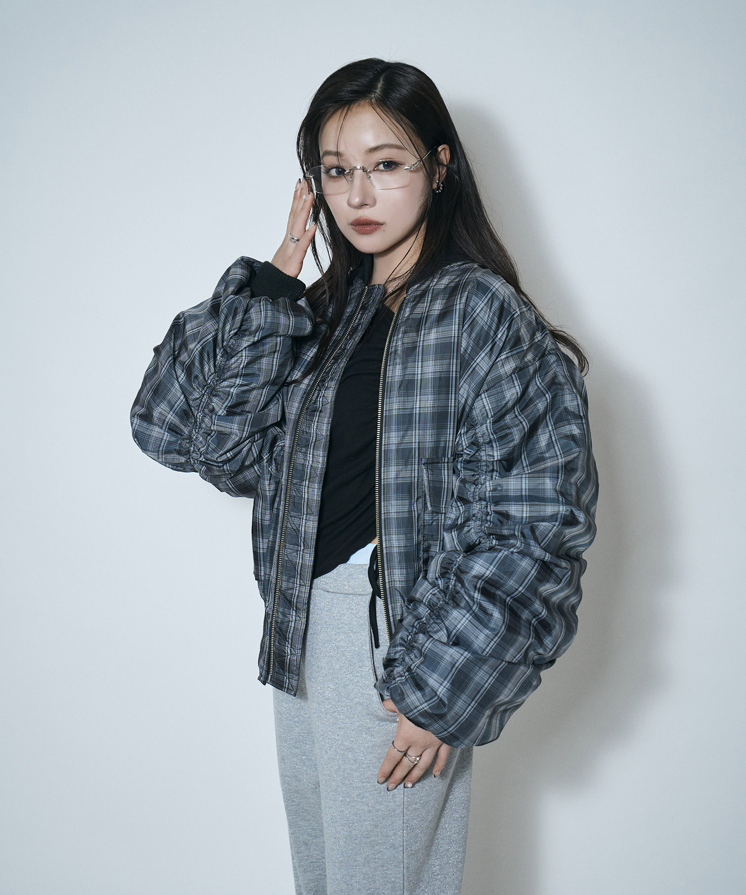 UNISEX オーバーサイズチェックブルゾン