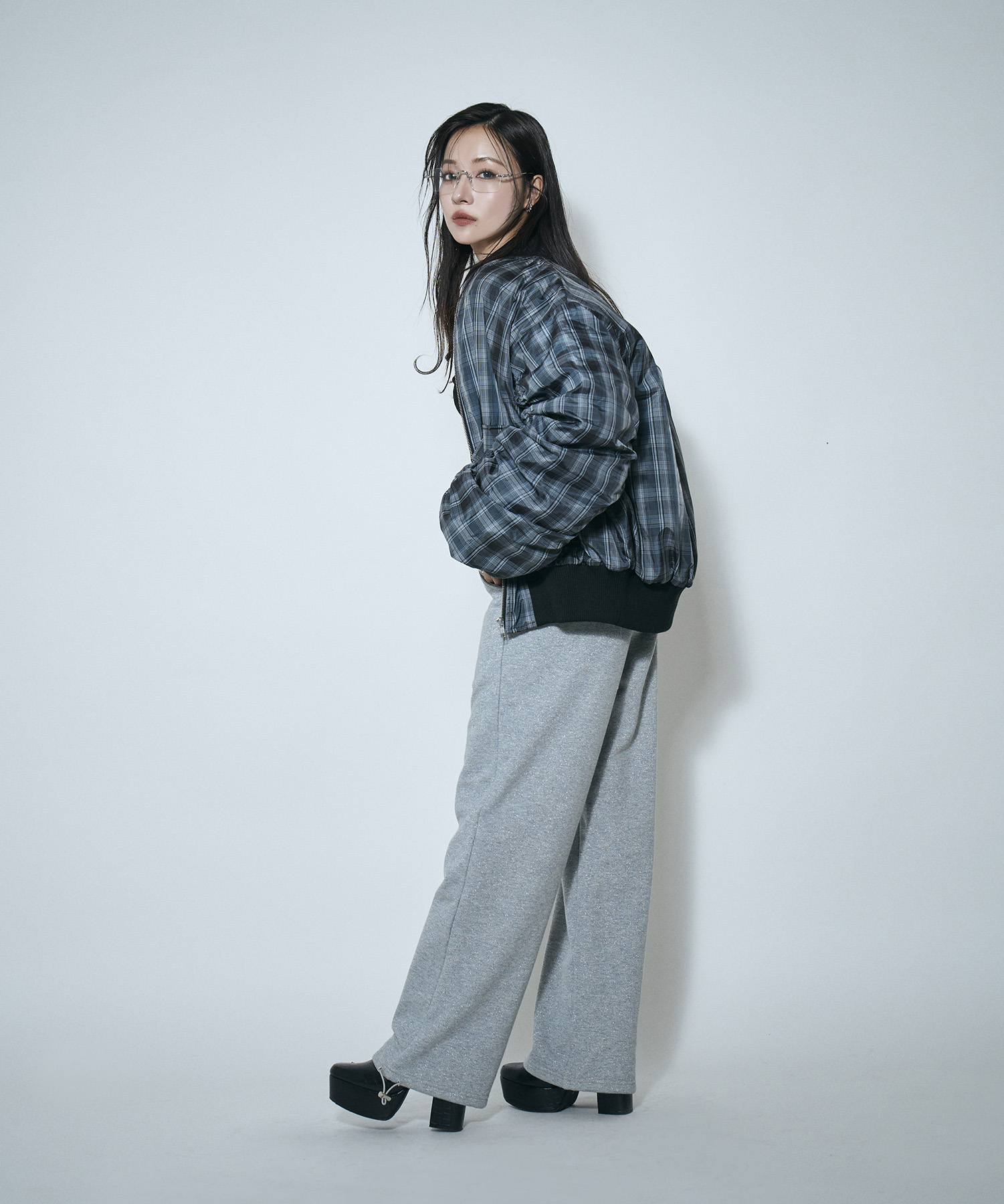 UNISEX オーバーサイズチェックブルゾン