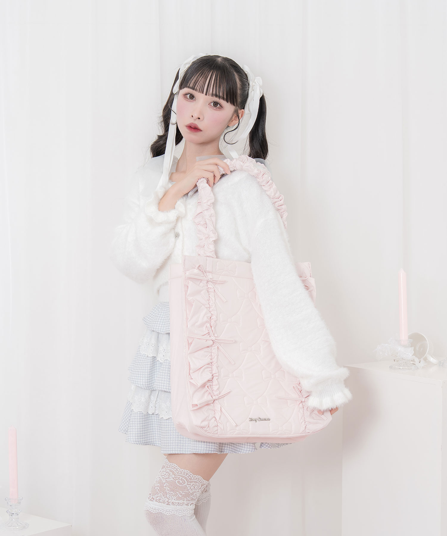 リボンキルティングトートバッグ