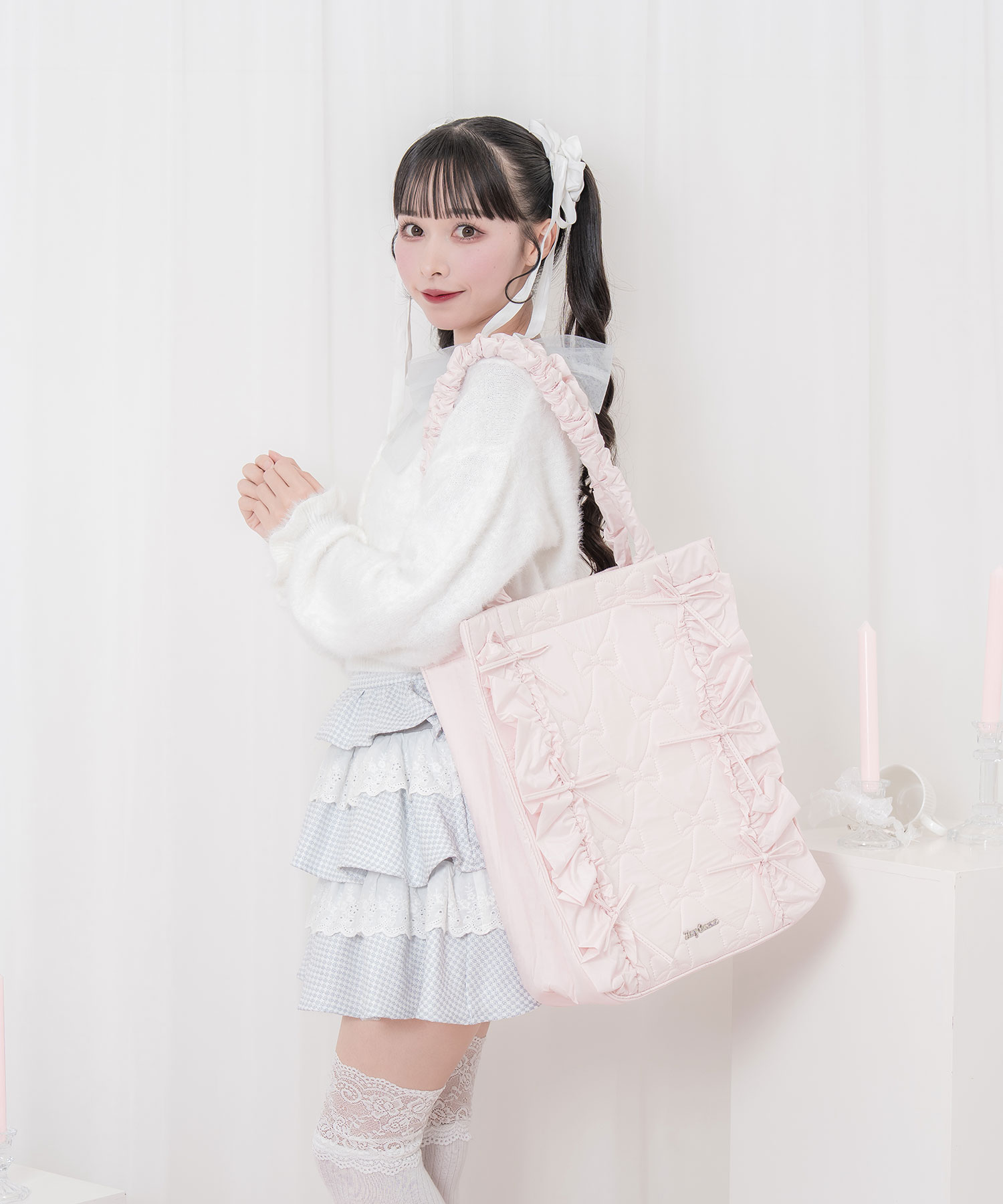 リボンキルティングトートバッグ