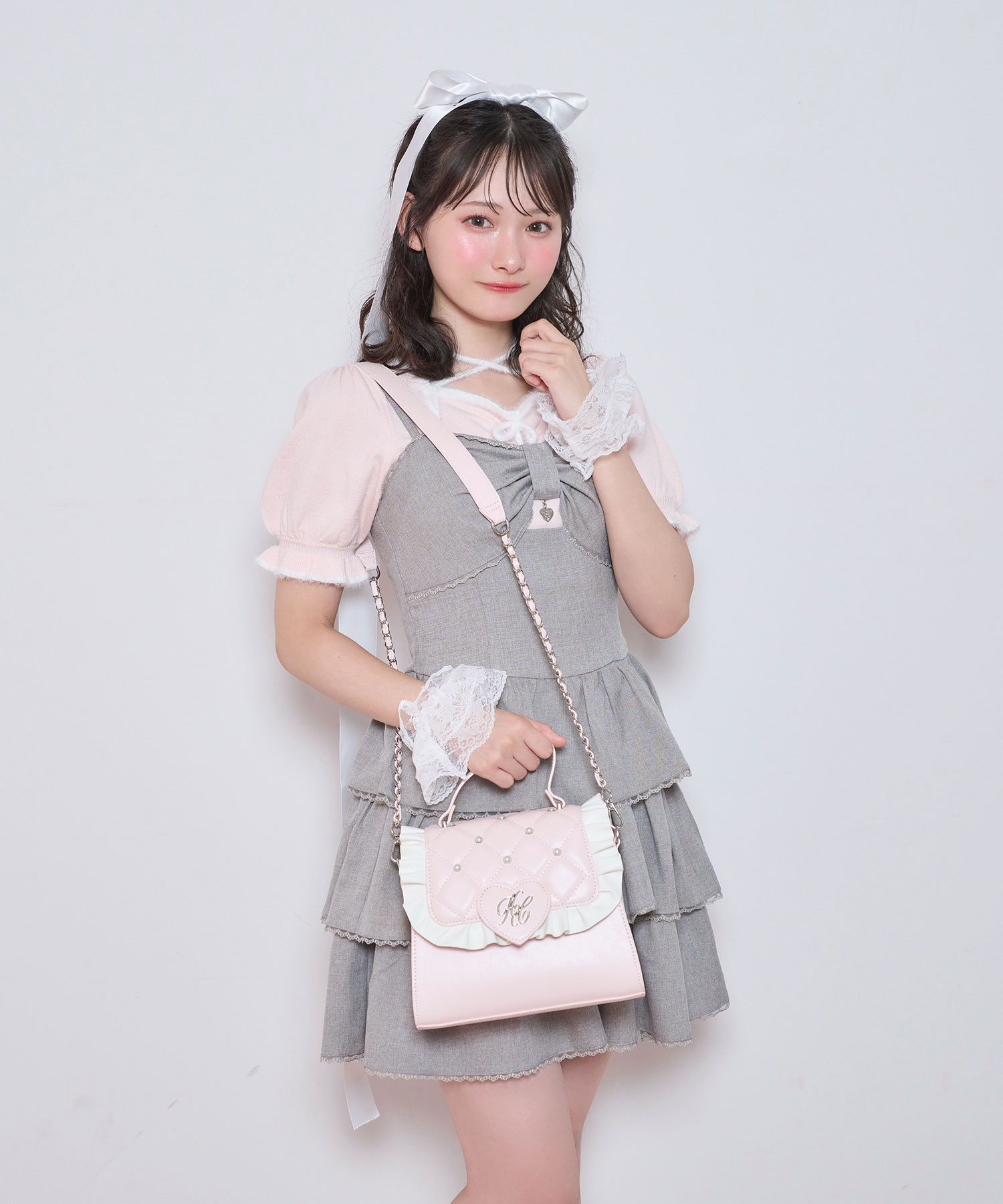 ハートロゴパールキルティングバッグ