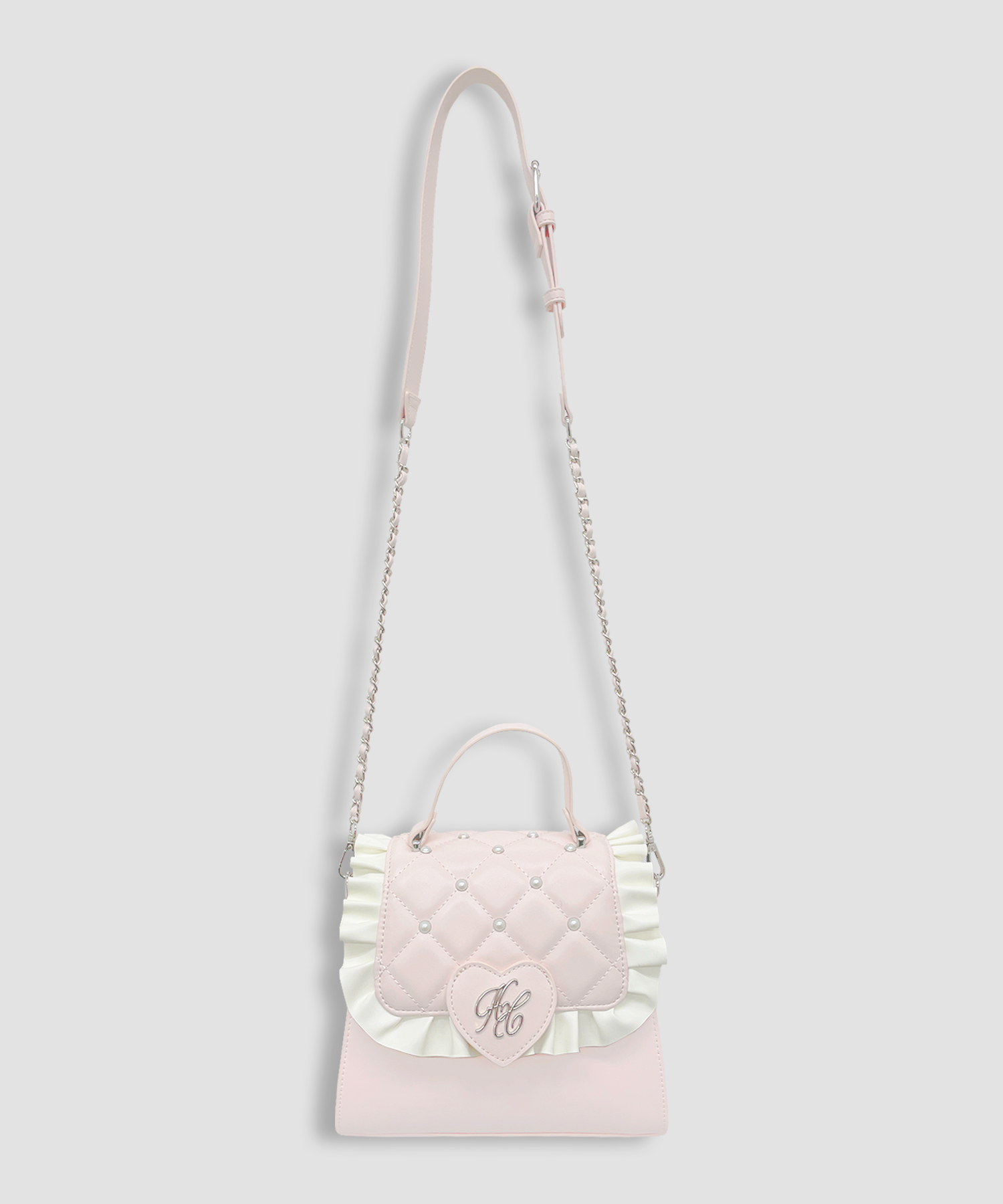 Honey Cinnamon ハートロゴパールキルティングバッグ Honey Cinnamon ハンドバッグ ハートロゴパールキルティング