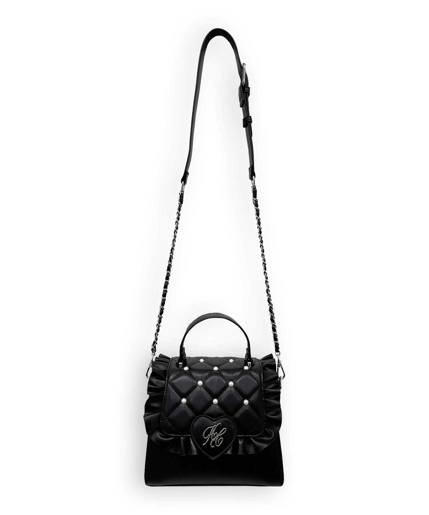 ハートロゴパールキルティングバッグ