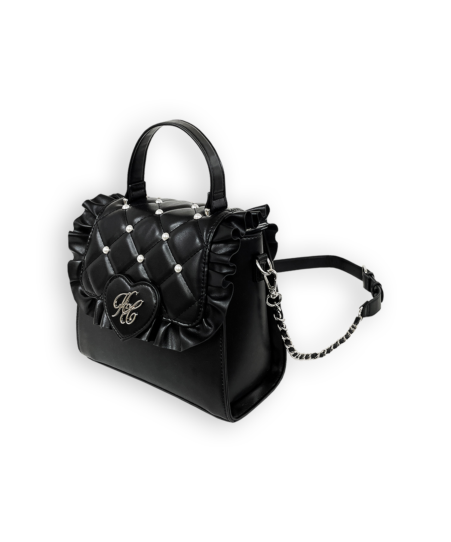 ハートロゴパールキルティングバッグ