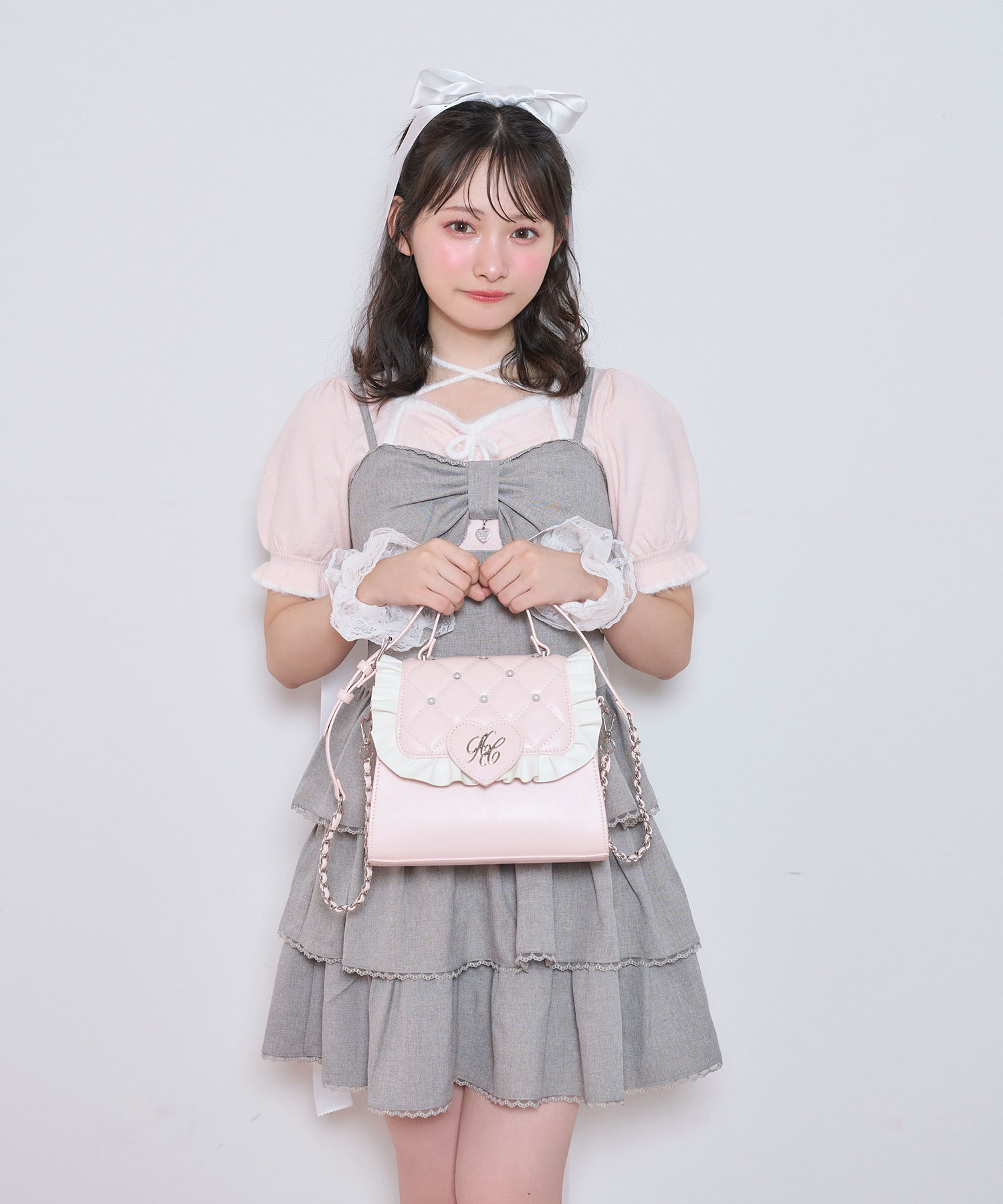 ハートロゴパールキルティングバッグ