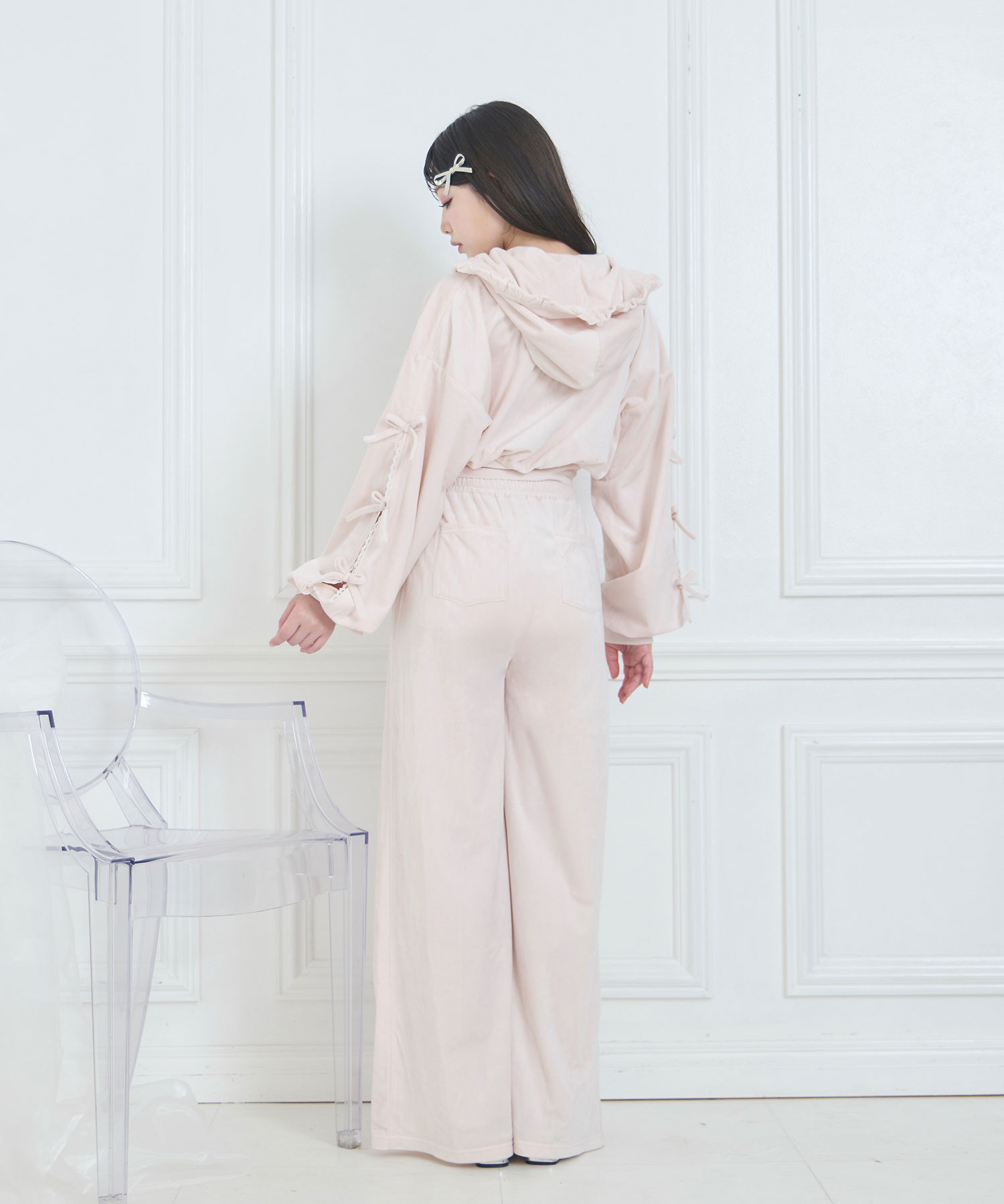 リボンスリットパーカー