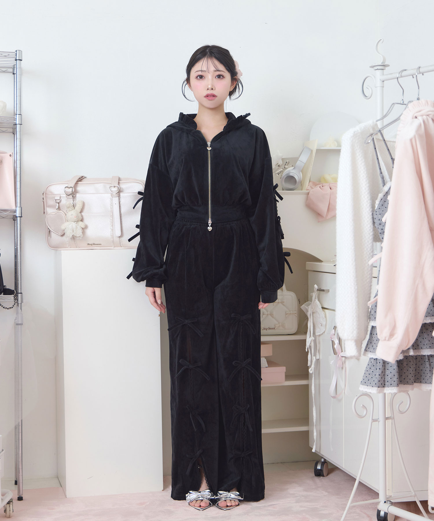 リボンスリットパーカー