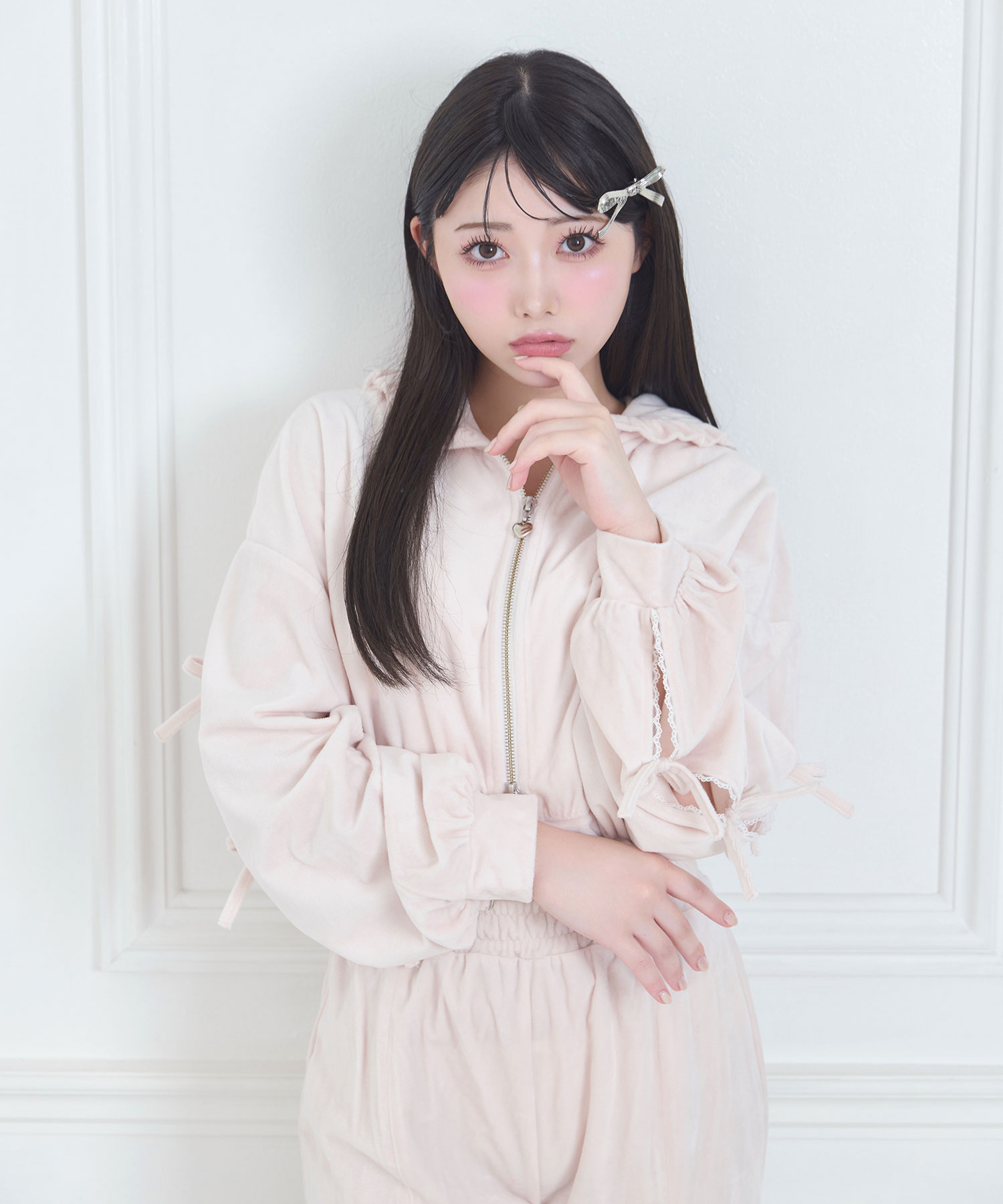 リボンスリットパーカー