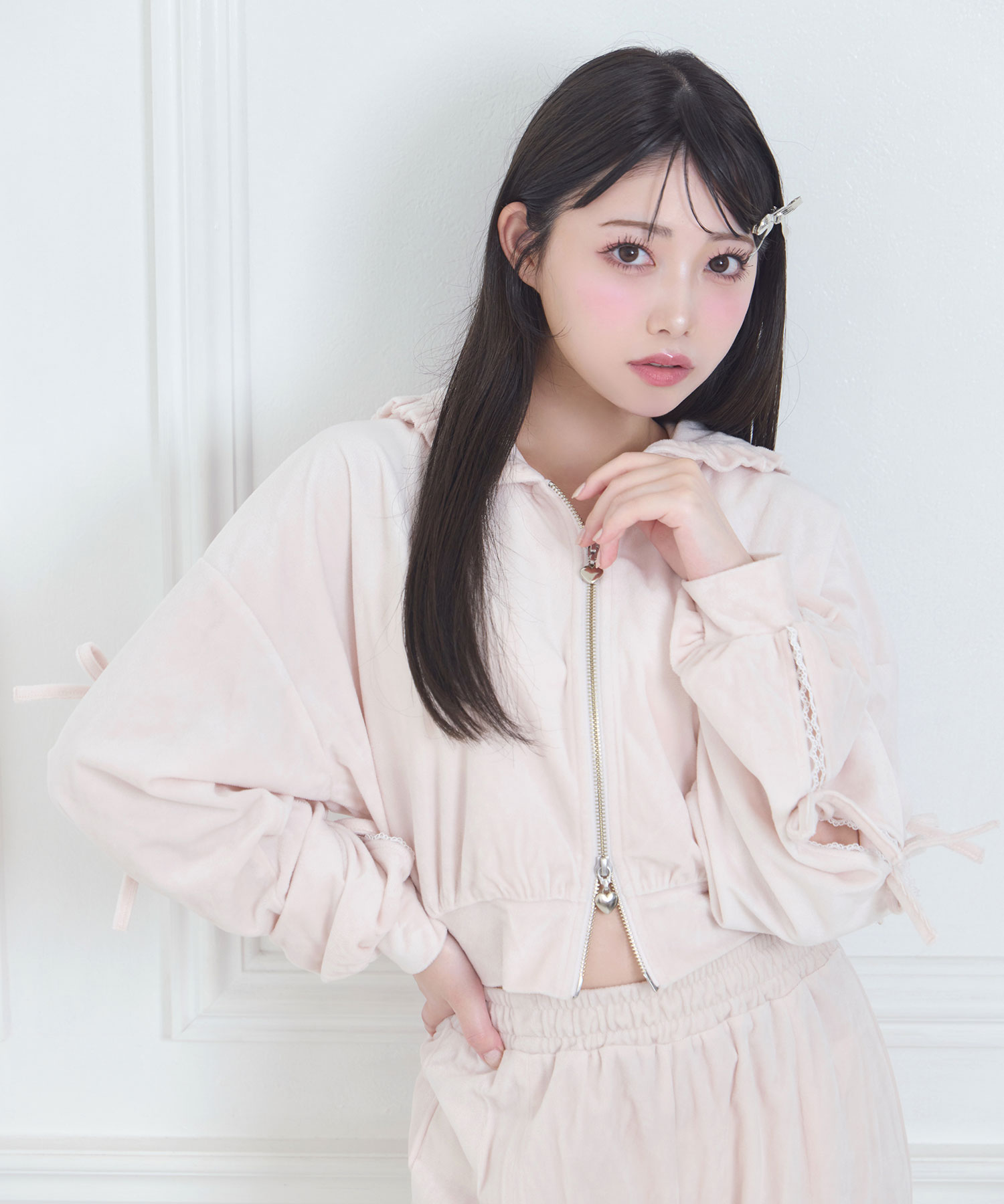 リボンスリットパーカー