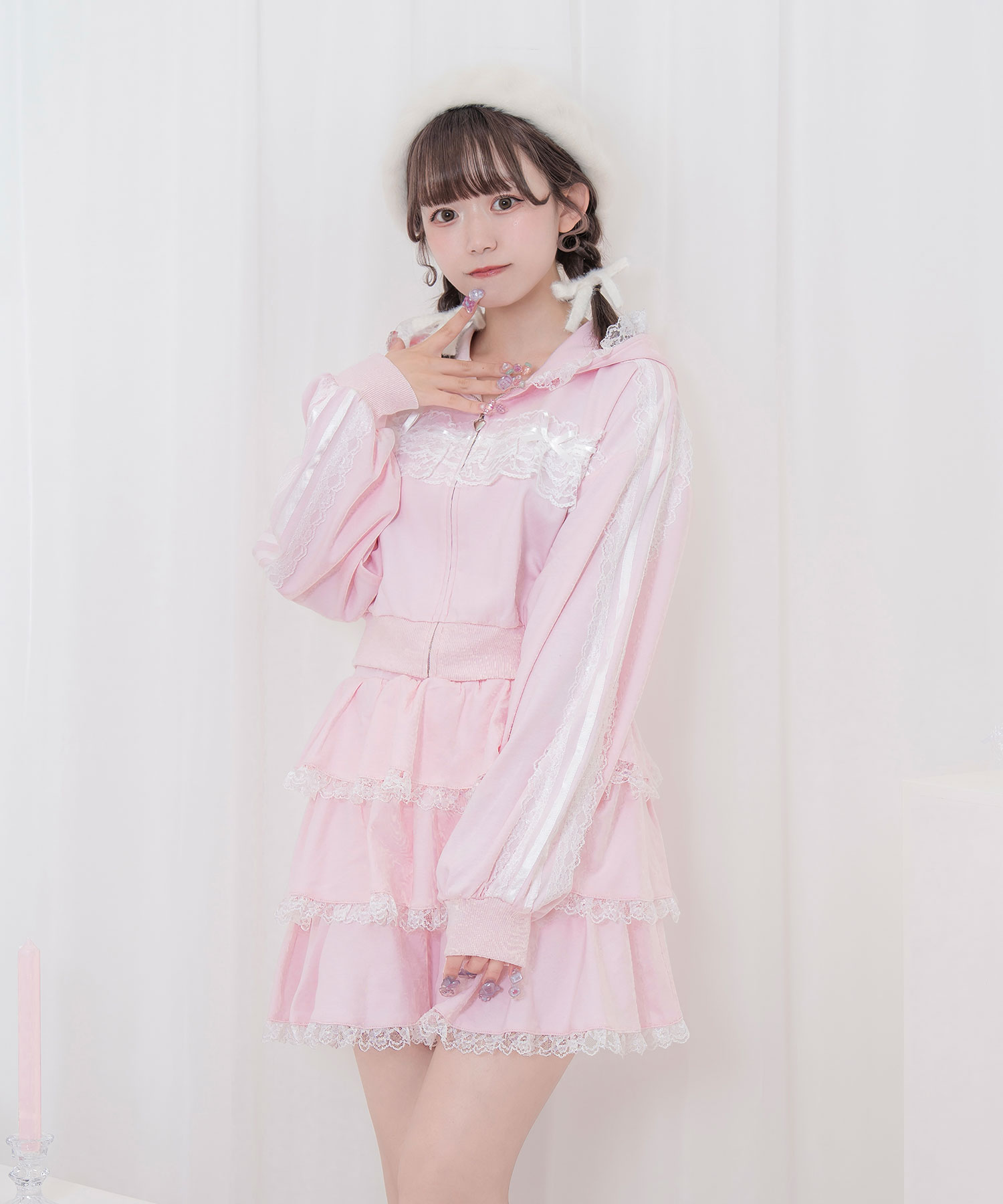 レースフリルパーカーセットアップ