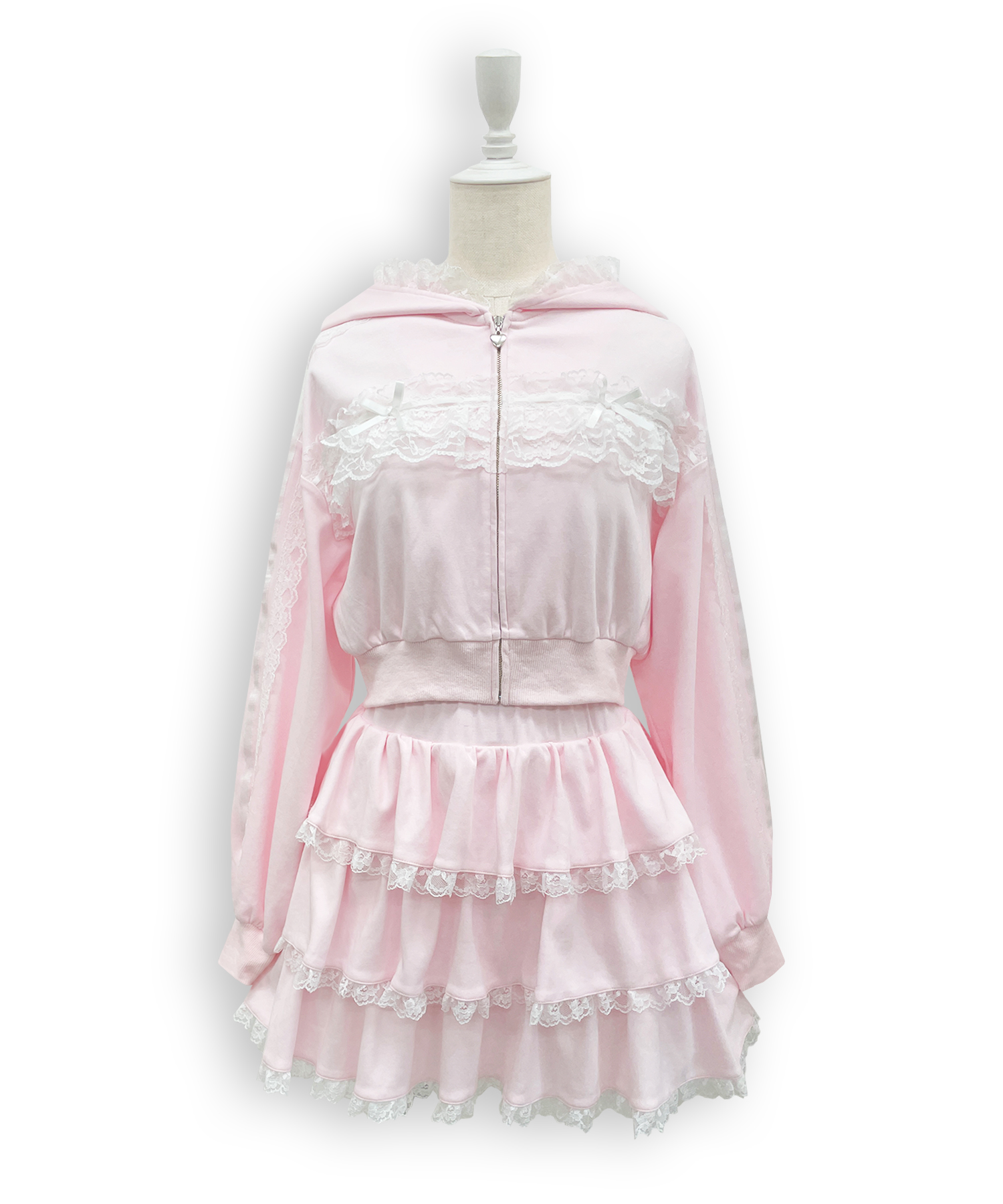 レースフリルパーカーセットアップ