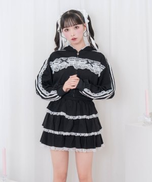 レースフリルパーカーセットアップ
