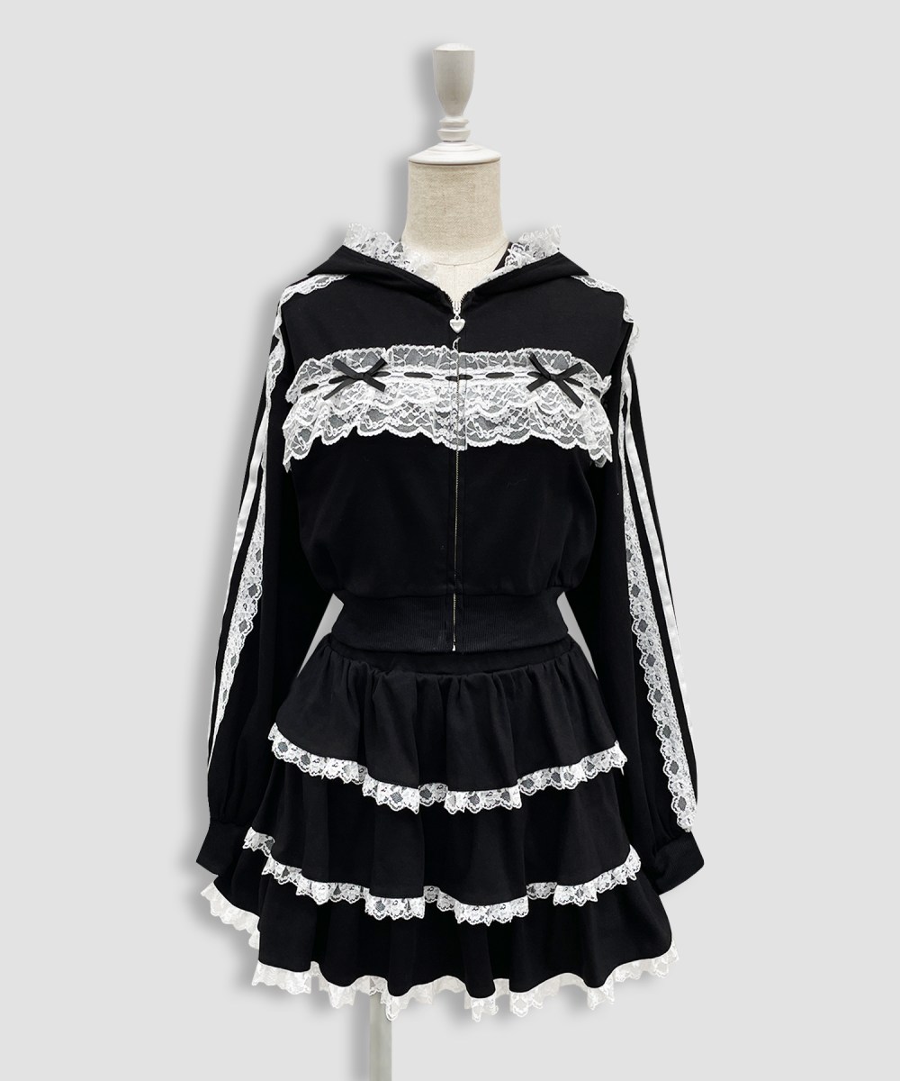 レースフリルパーカーセットアップ