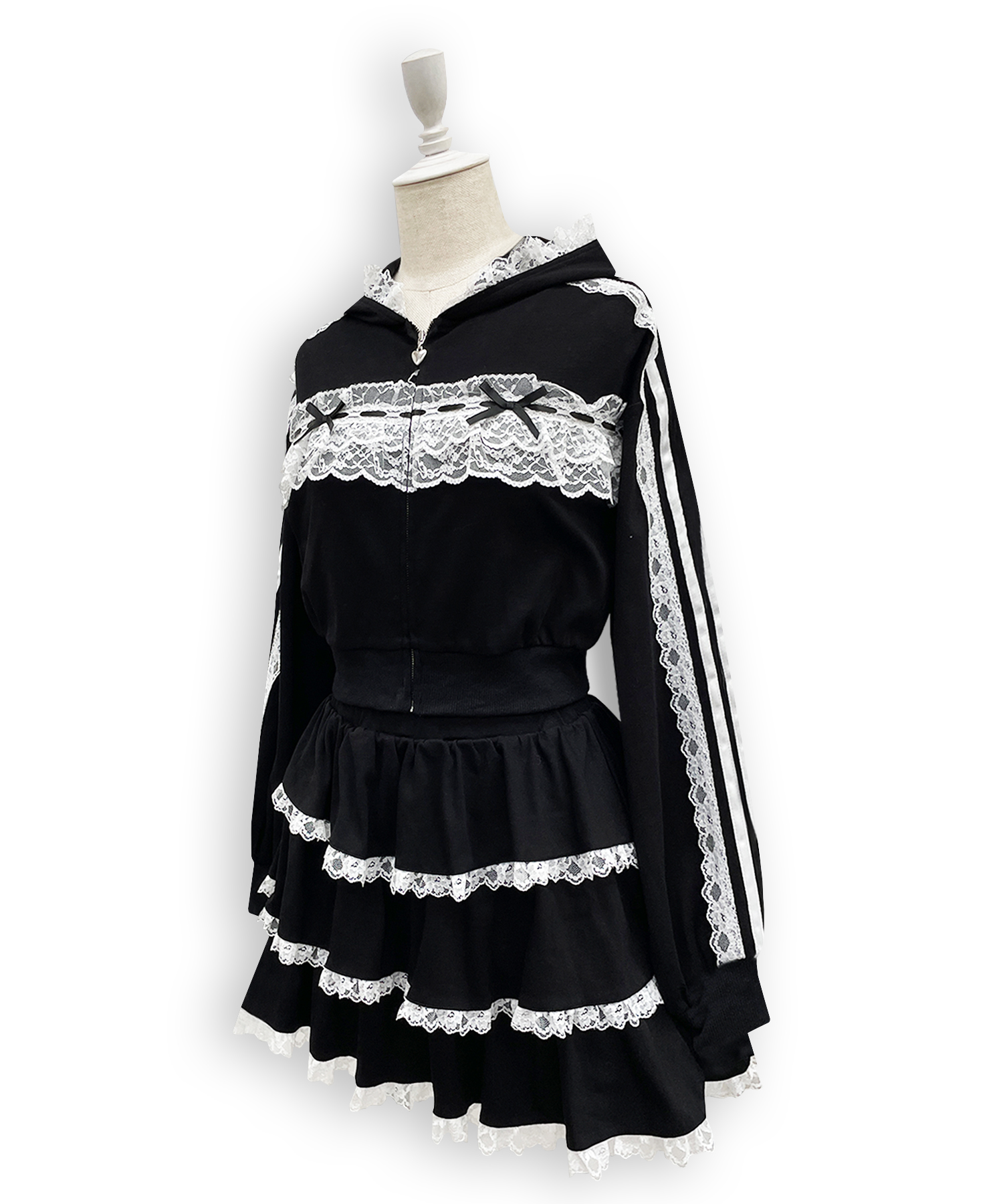 レースフリルパーカーセットアップ