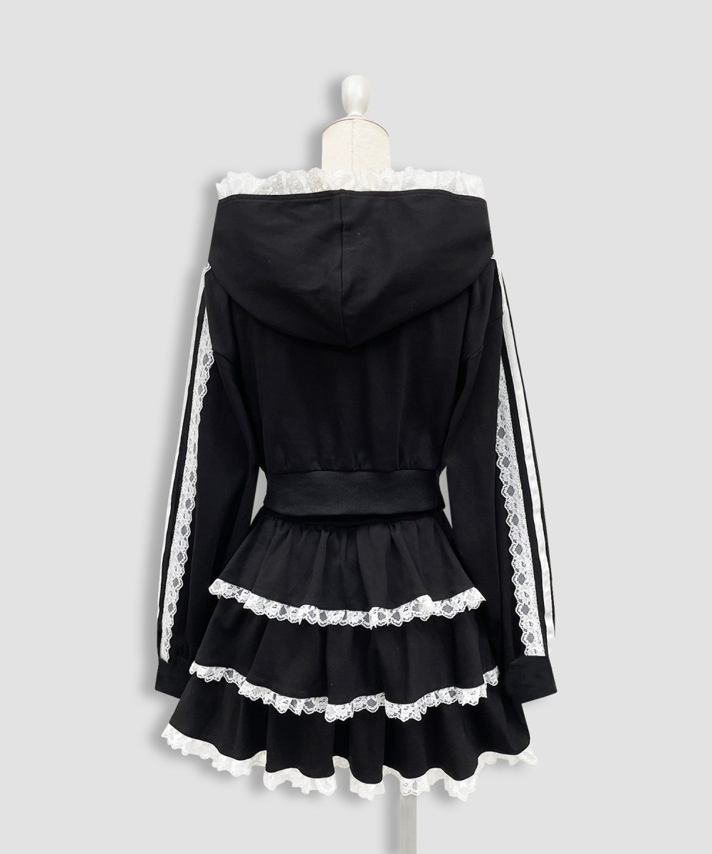 レースフリルパーカーセットアップ