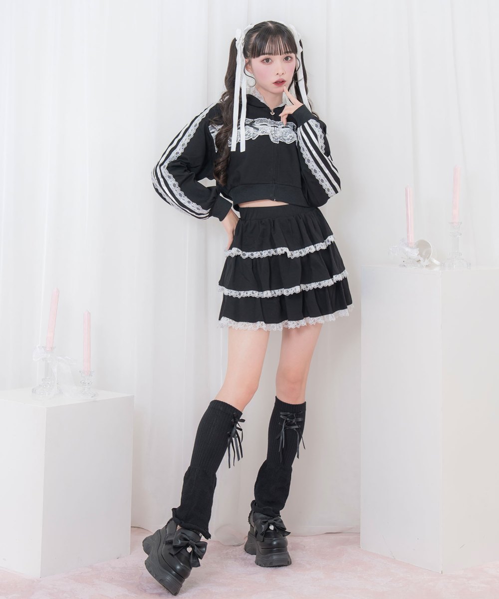 レースフリルパーカーセットアップ