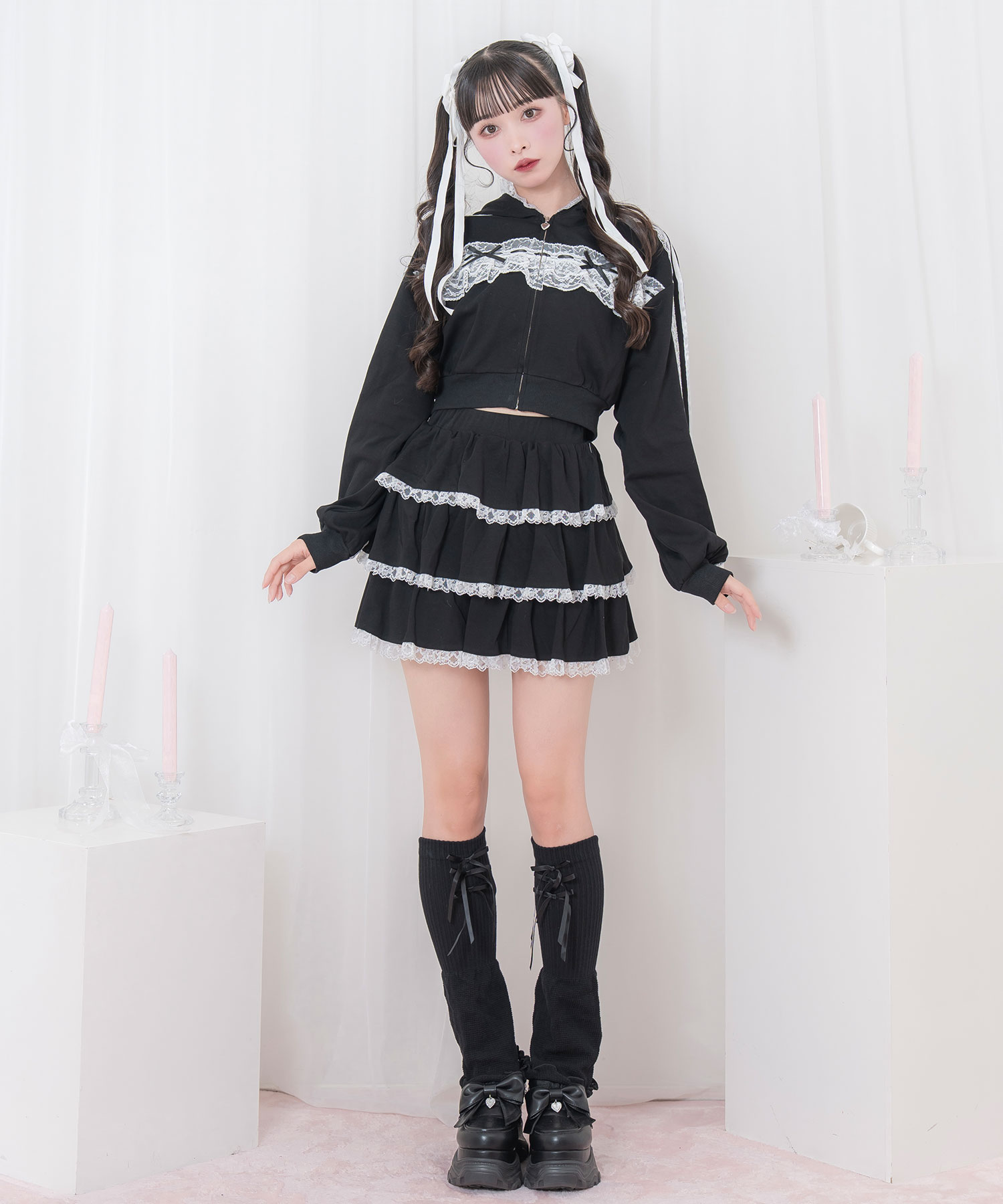 レースフリルパーカーセットアップ