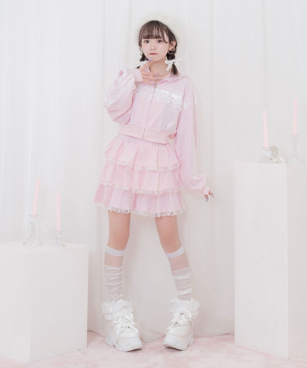 レースフリルパーカーセットアップ