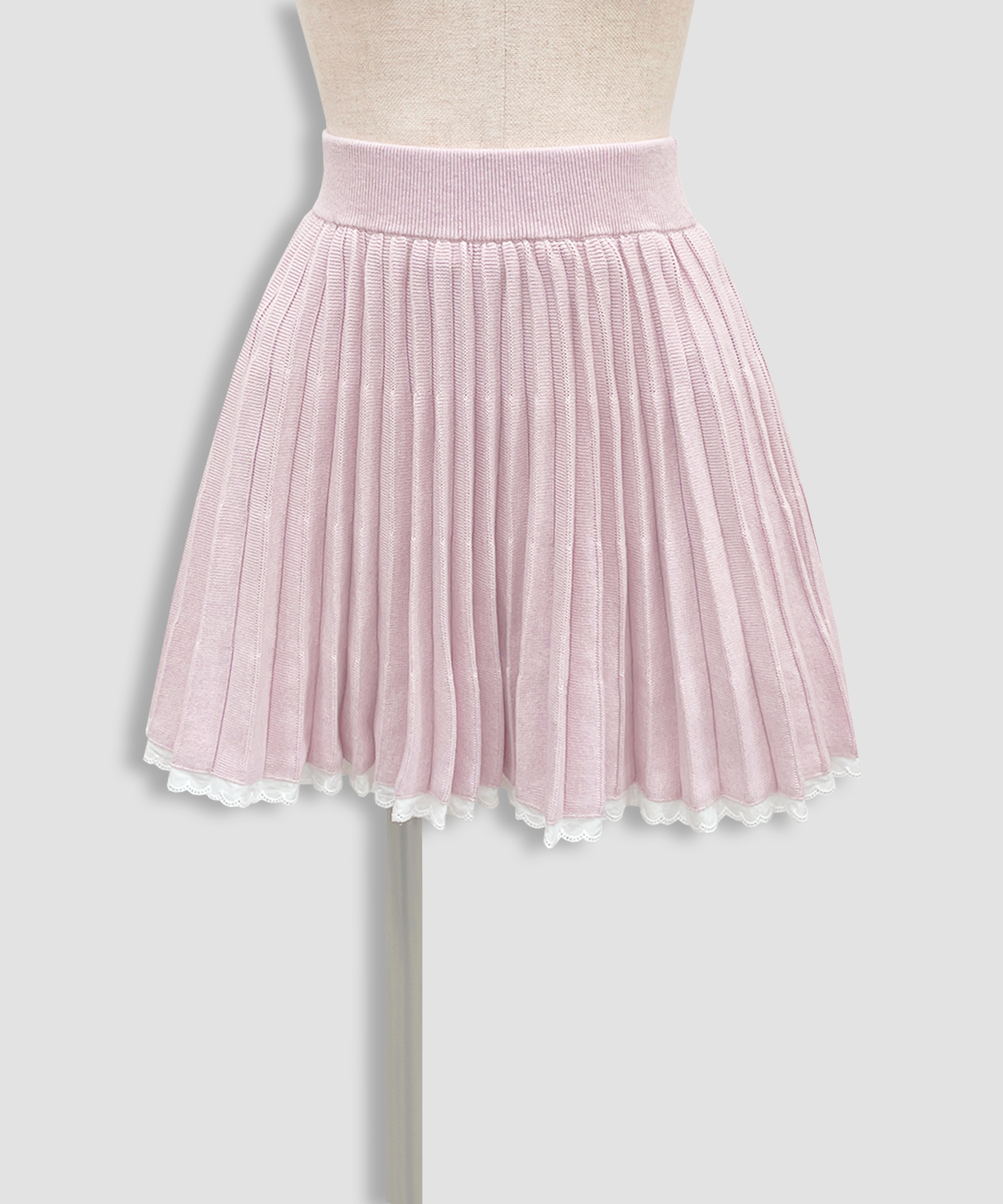 コットンレースニットプリーツセットアップ