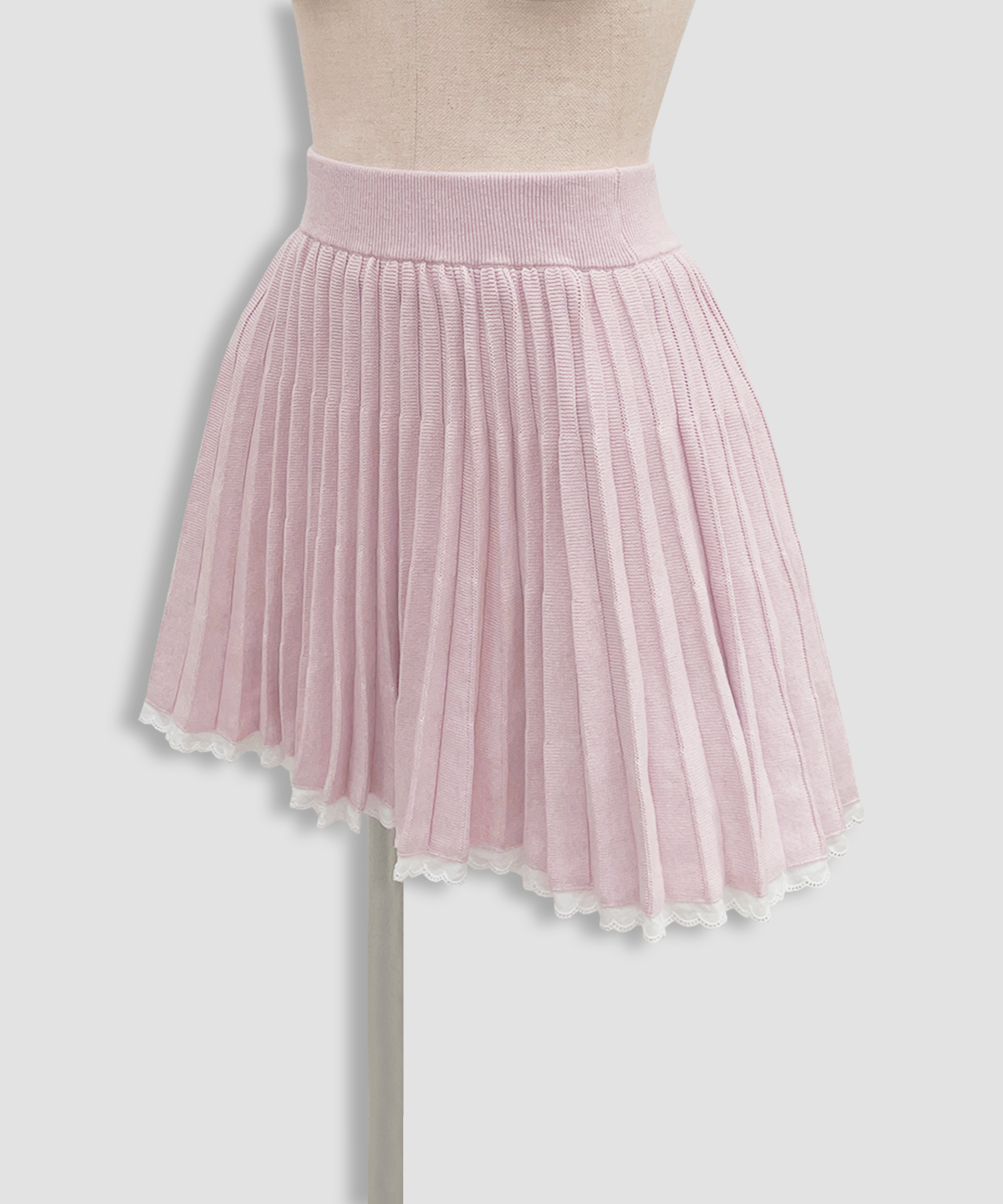 コットンレースニットプリーツセットアップ