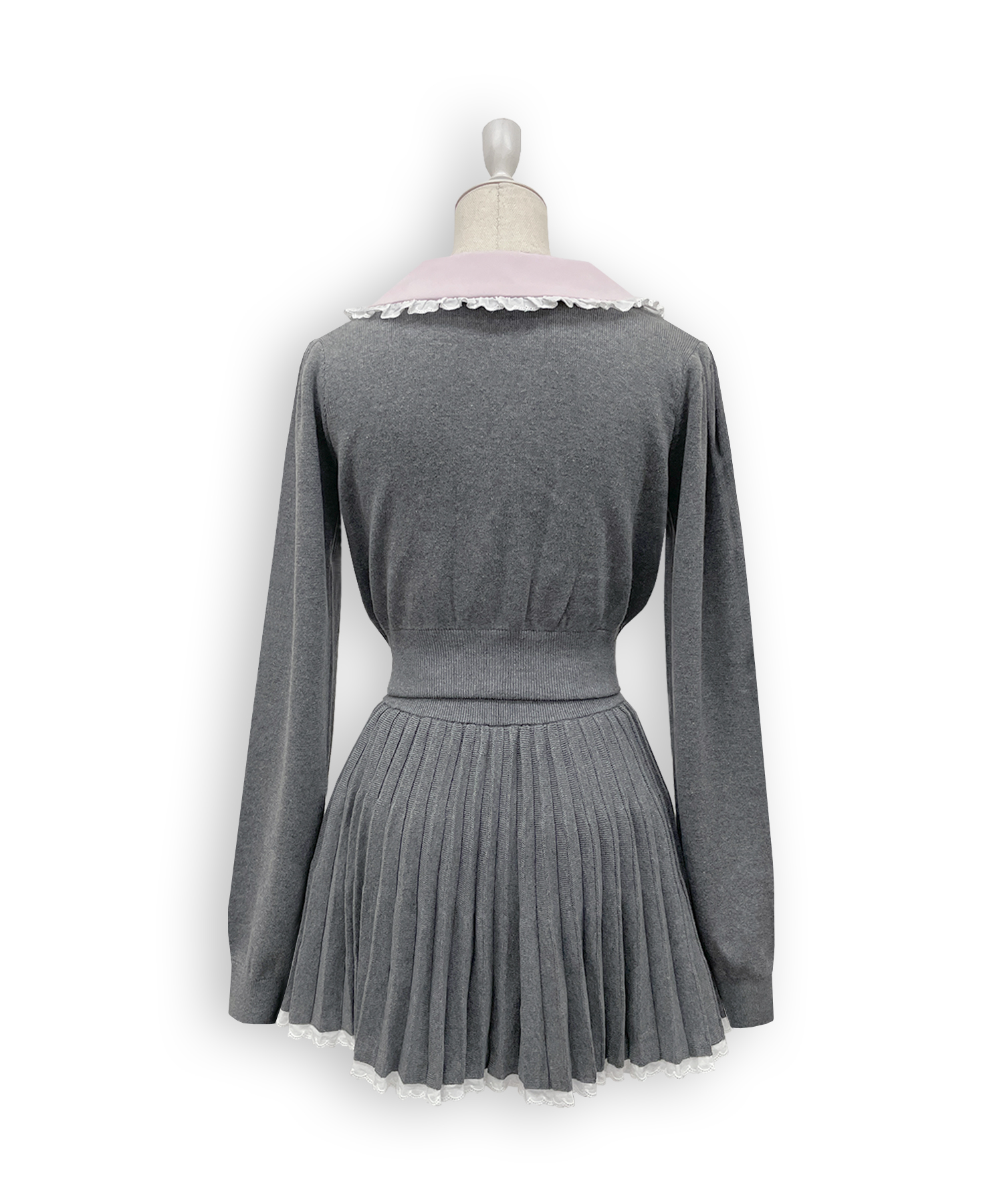 コットンレースニットプリーツセットアップ