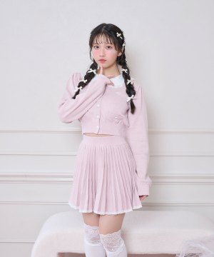コットンレースニットプリーツセットアップ