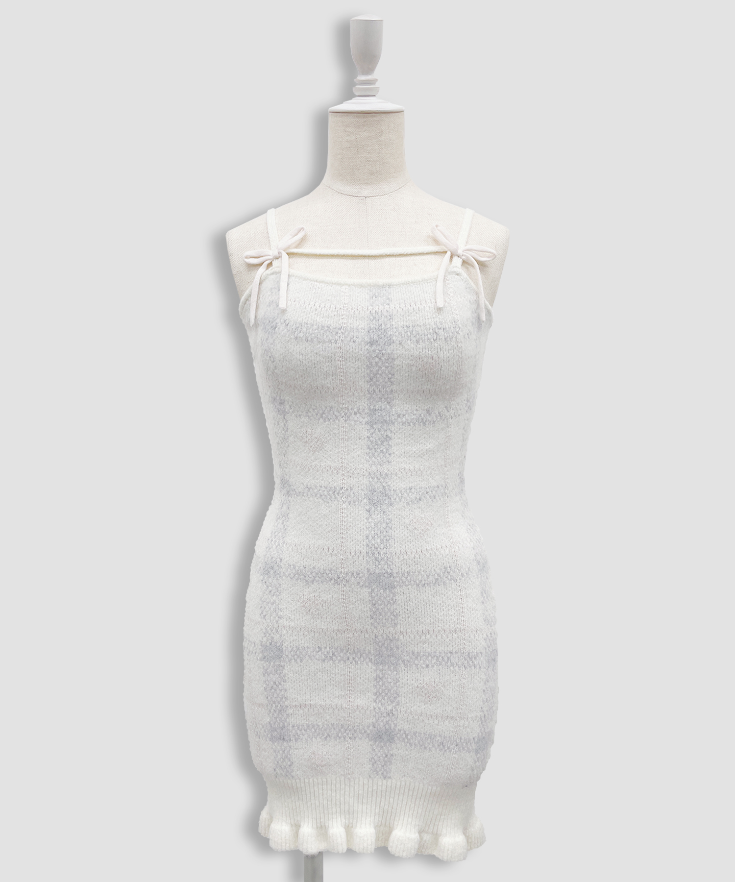 ハートチェックキャミワンピニットセットアップ