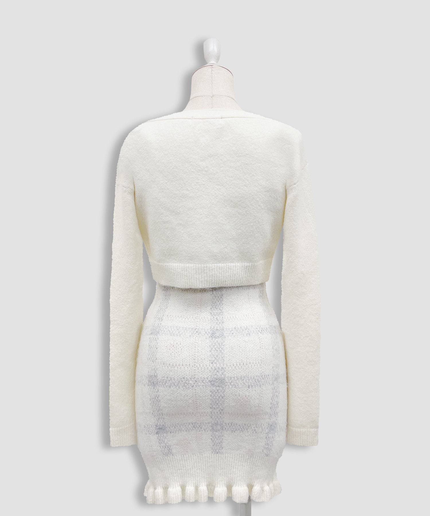 ハートチェックキャミワンピニットセットアップ