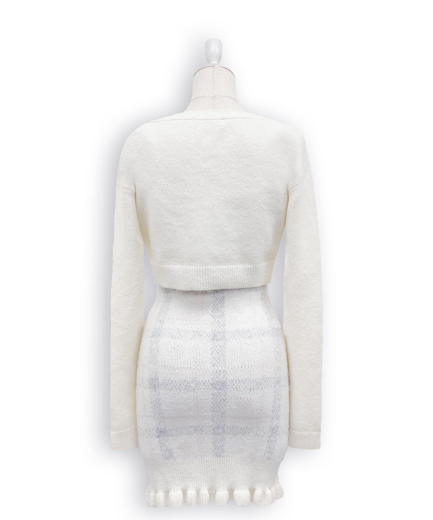 ハートチェックキャミワンピニットセットアップ